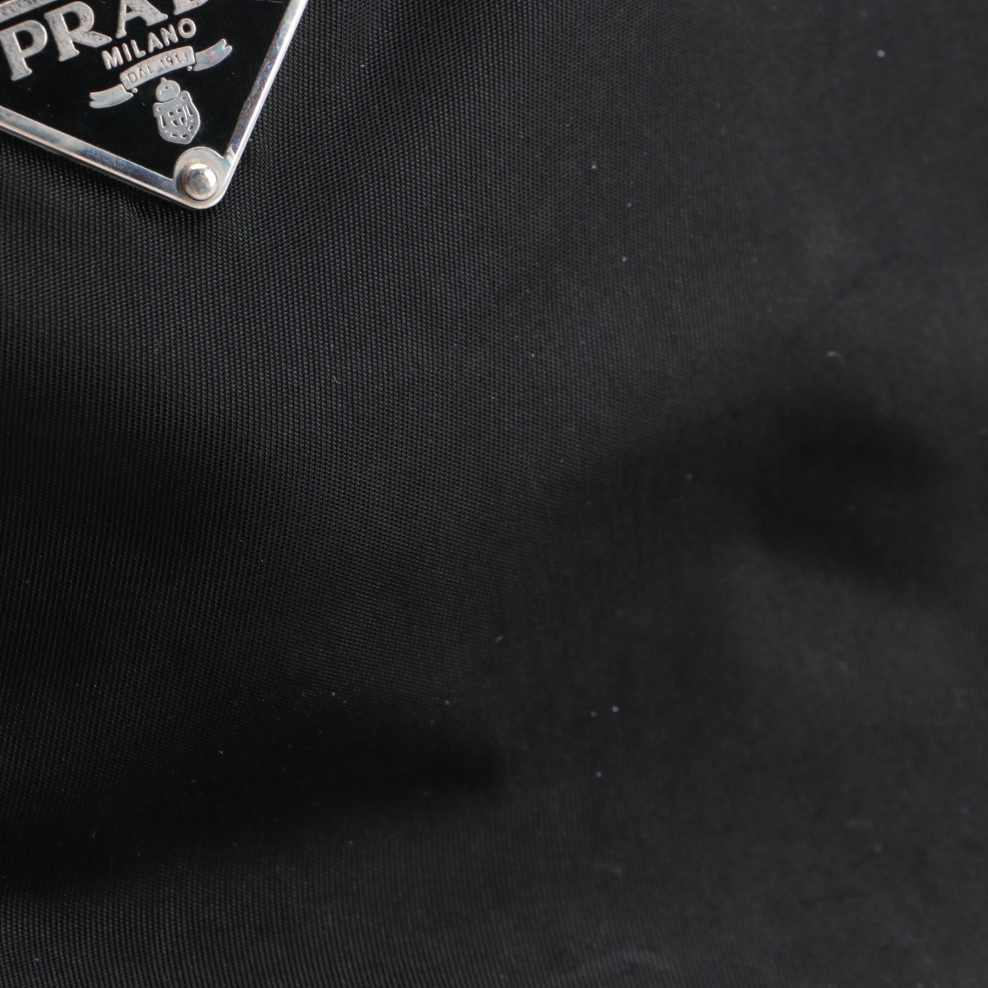 Prada Small Zip Messenger Bag in Black Tessuto Nylon with Leather Trim