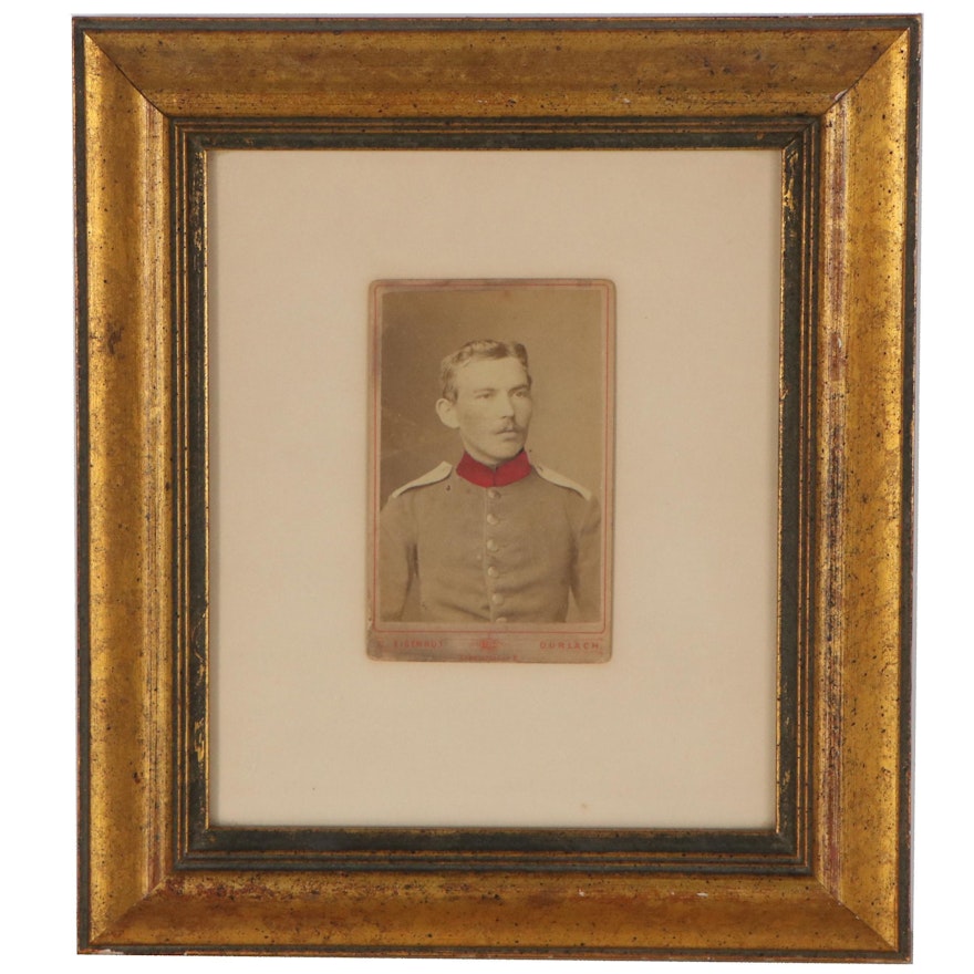 Hand-Colored Sepia-Toned Silver Print Photo Card Portrait of C. Eisenhut