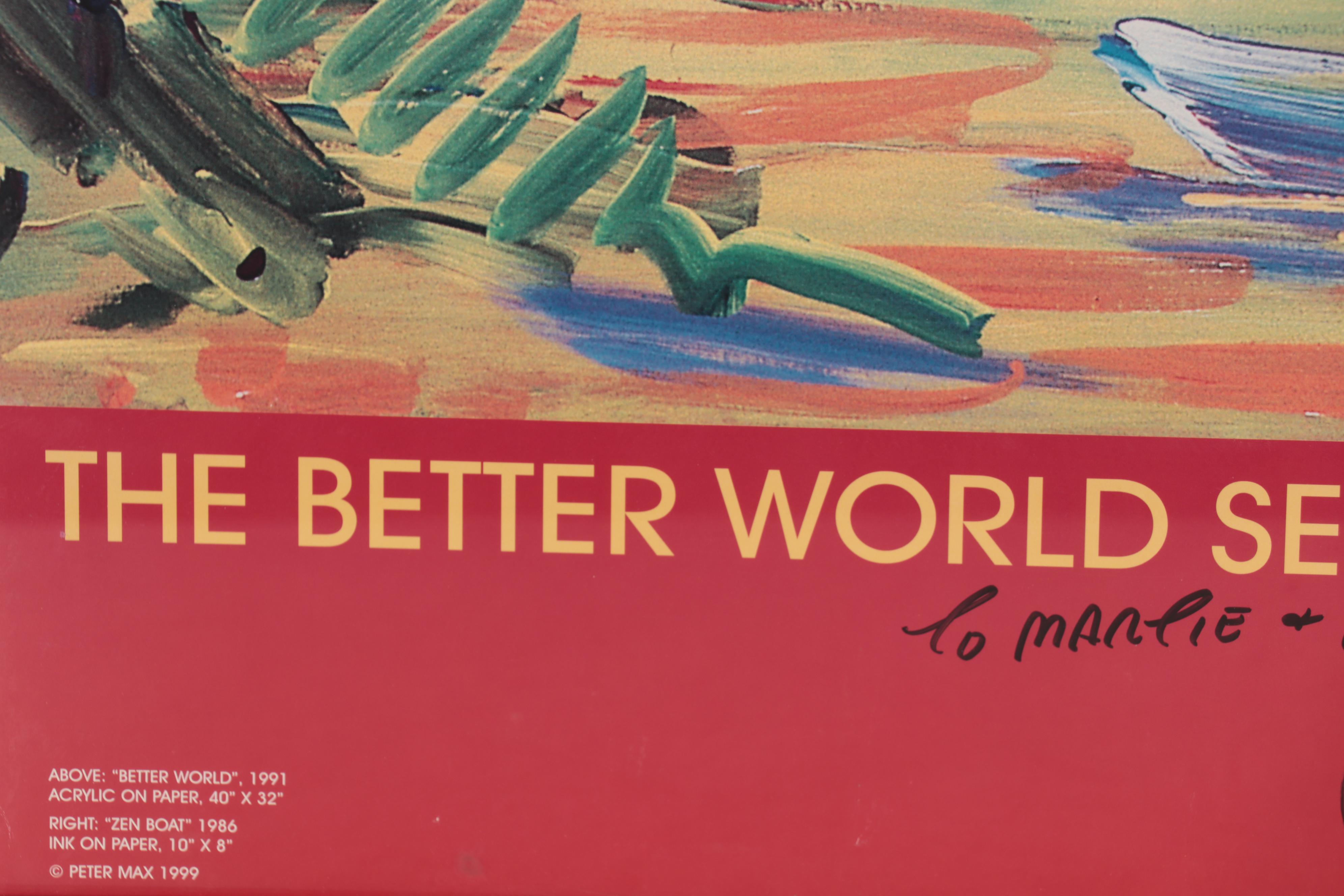 Peter Max Offset Lithograph Poster "Better World," 2000