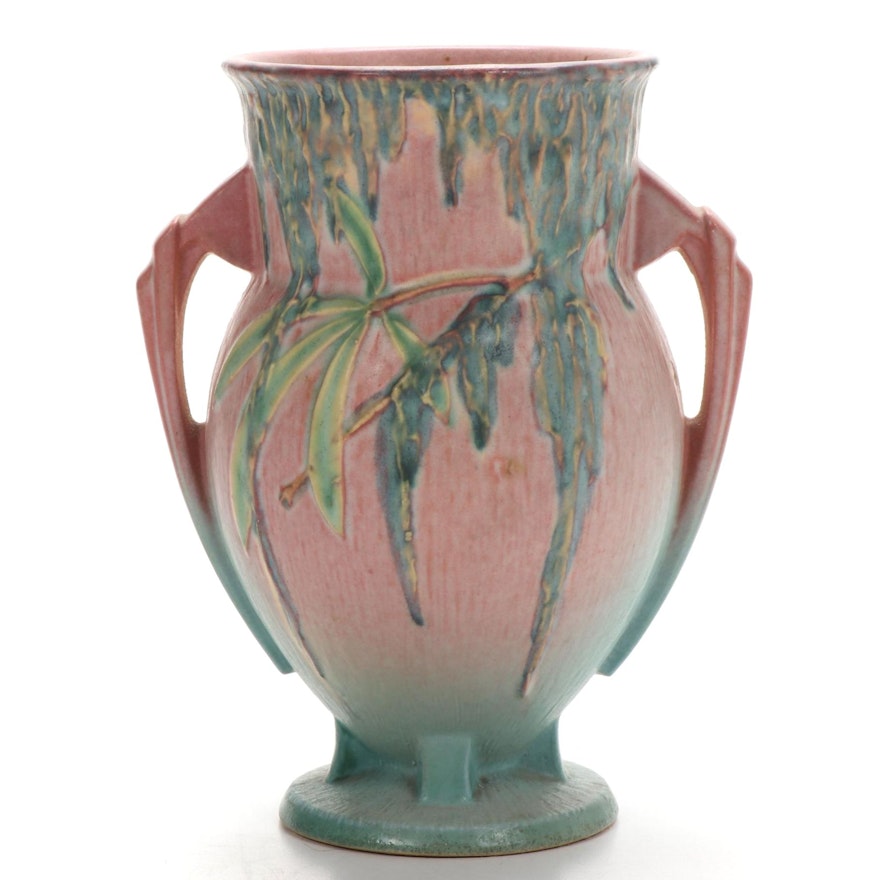 Roseville Pottery "Moss Peach" Amphora Vase, 1936