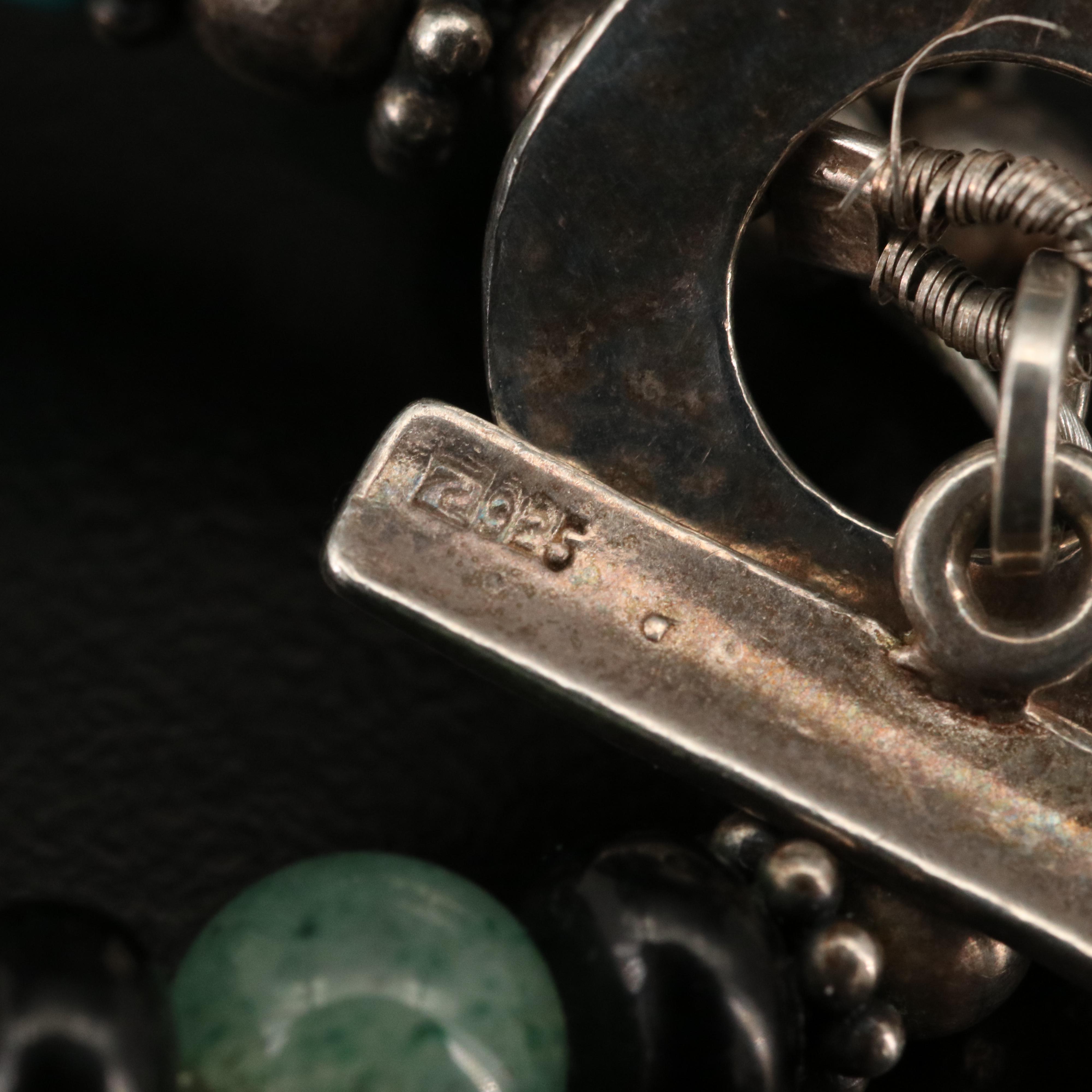 Sterling Silver Lava and Gemstone Double Strand Necklace