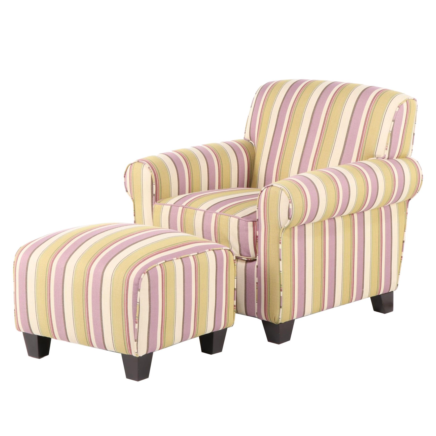 Handy Living Striped Club Chair and Ottoman