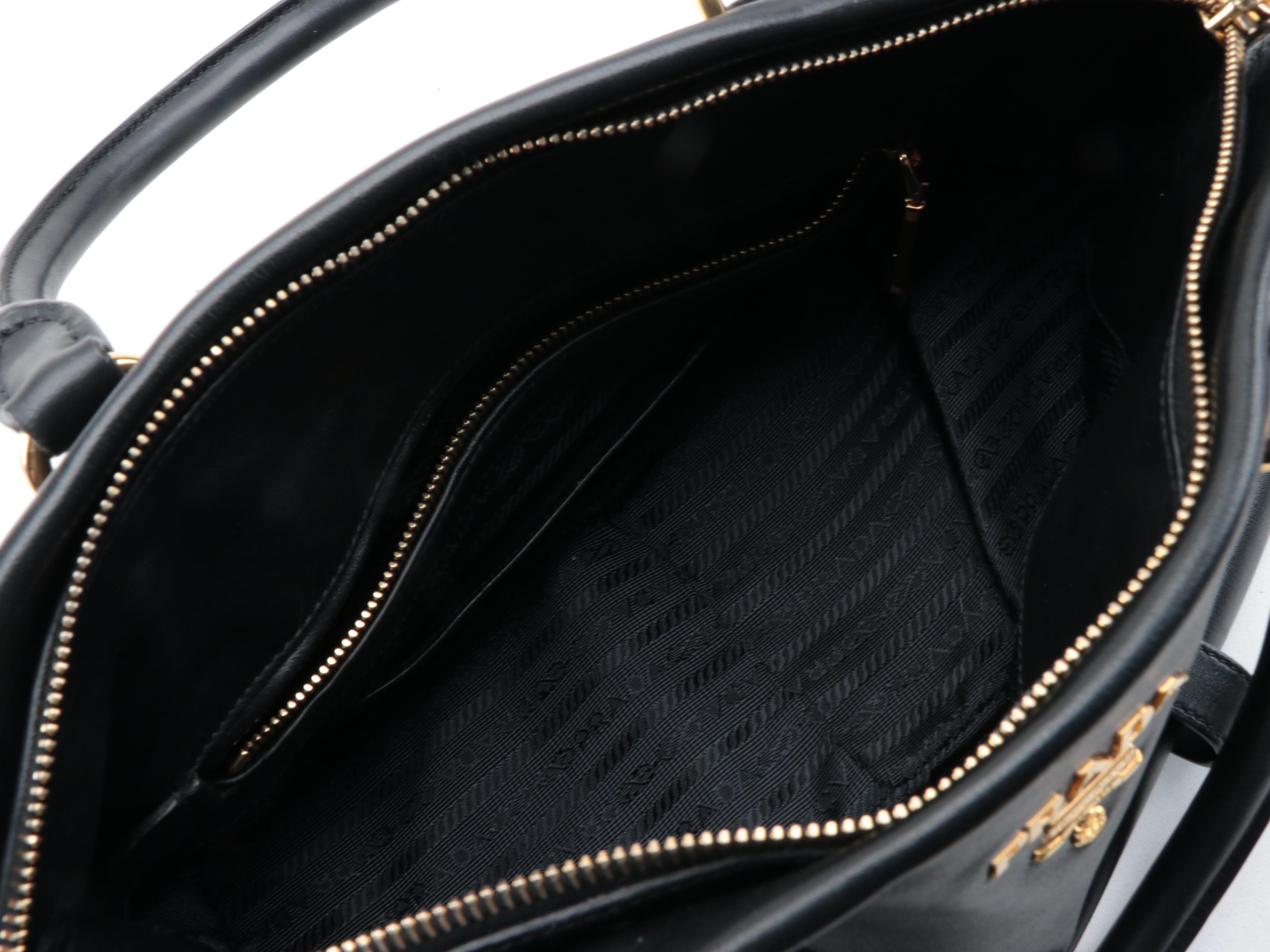 Prada Black leather Belted Convertible Satchel
