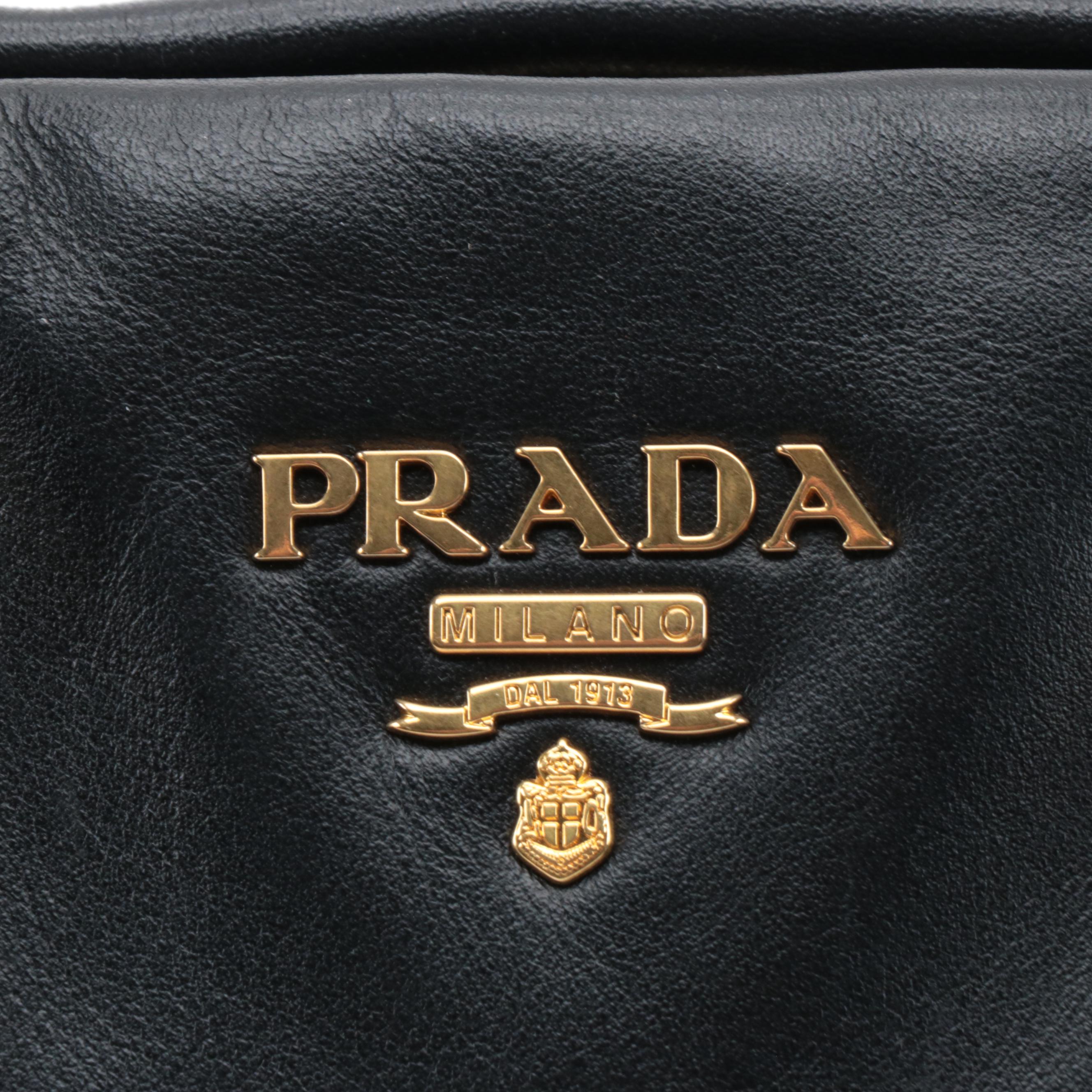 Prada Black leather Belted Convertible Satchel