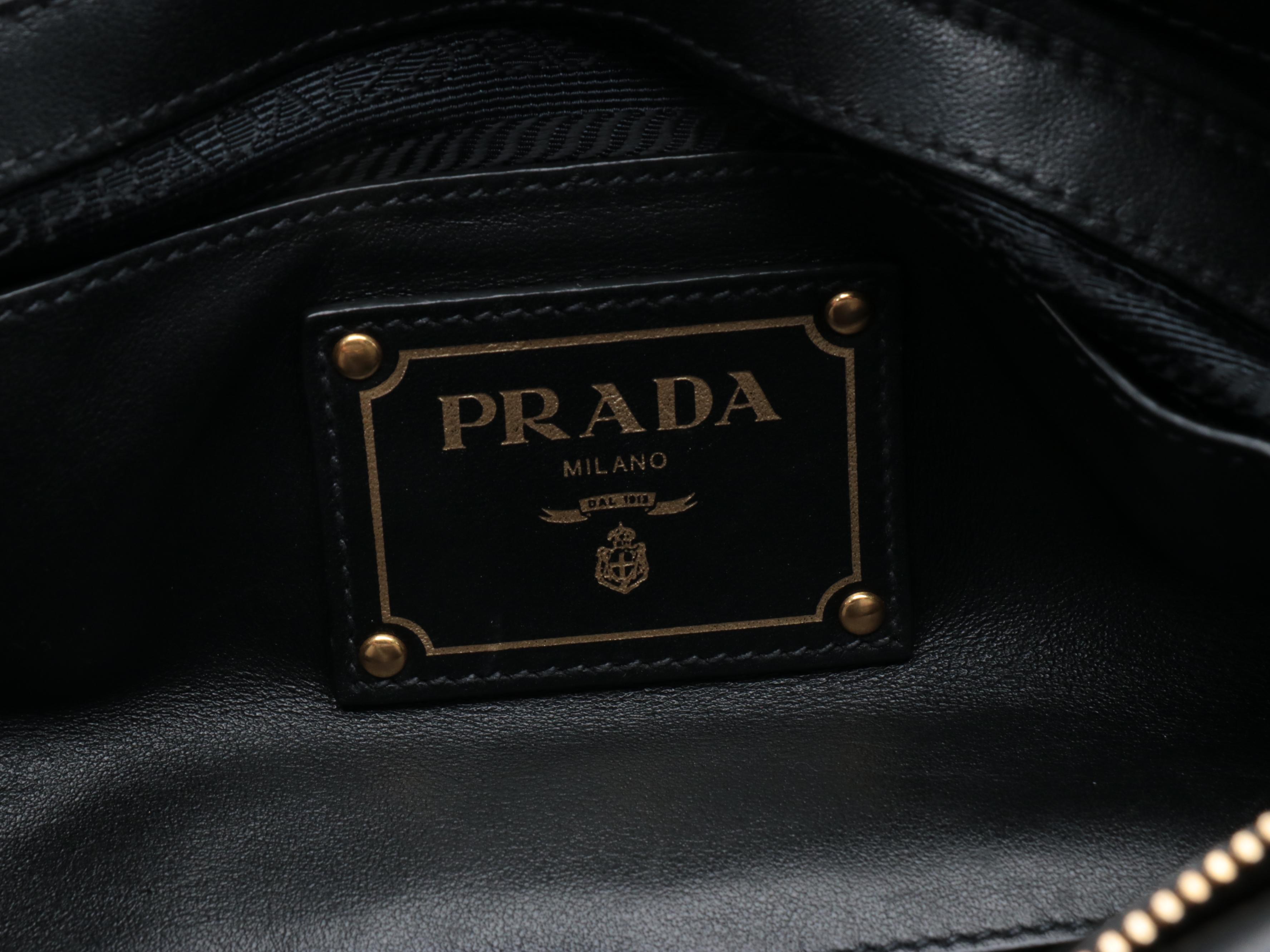 Prada Black leather Belted Convertible Satchel