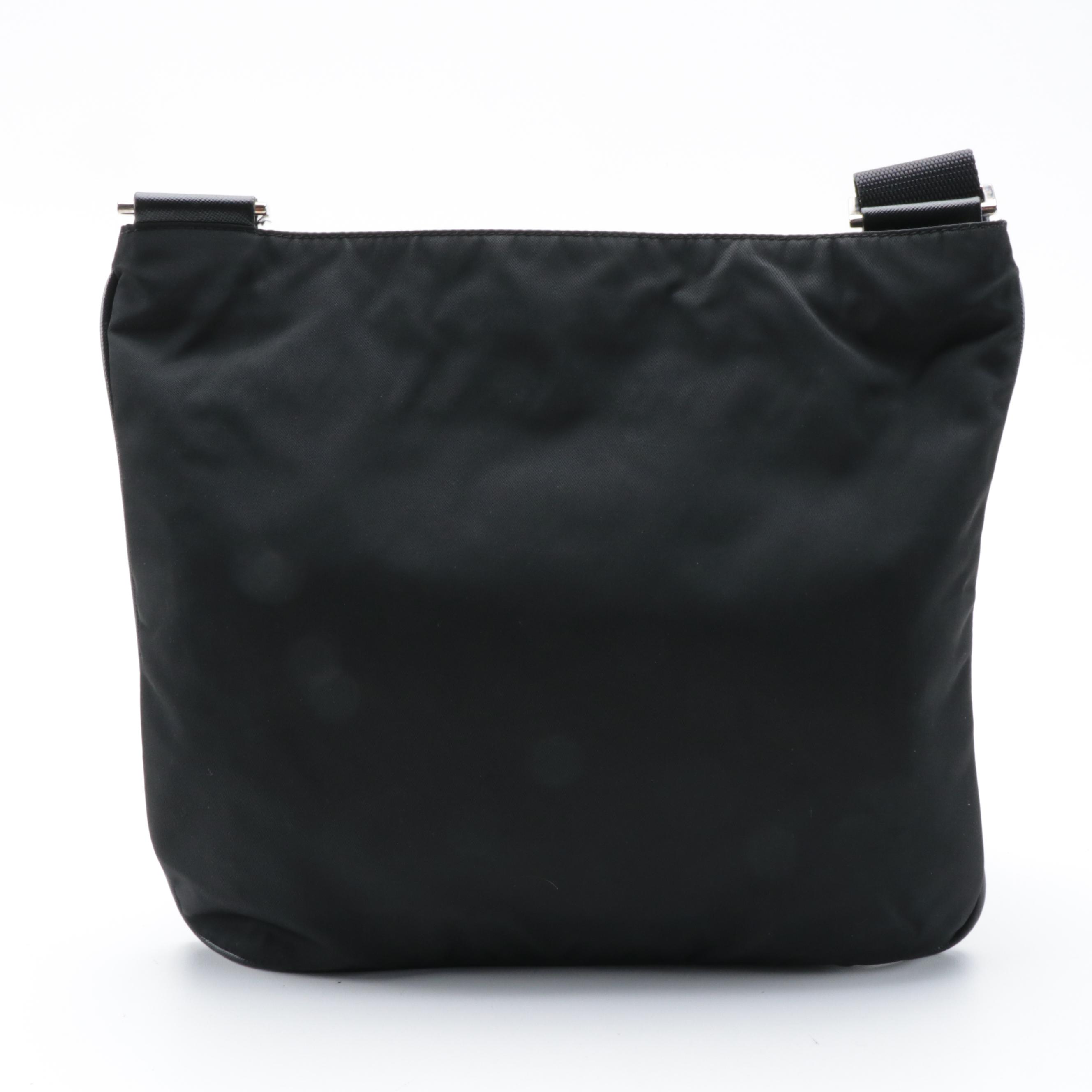 Prada Black Tessuto Front Pocket Messenger Bag with Saffiano Leather Trim