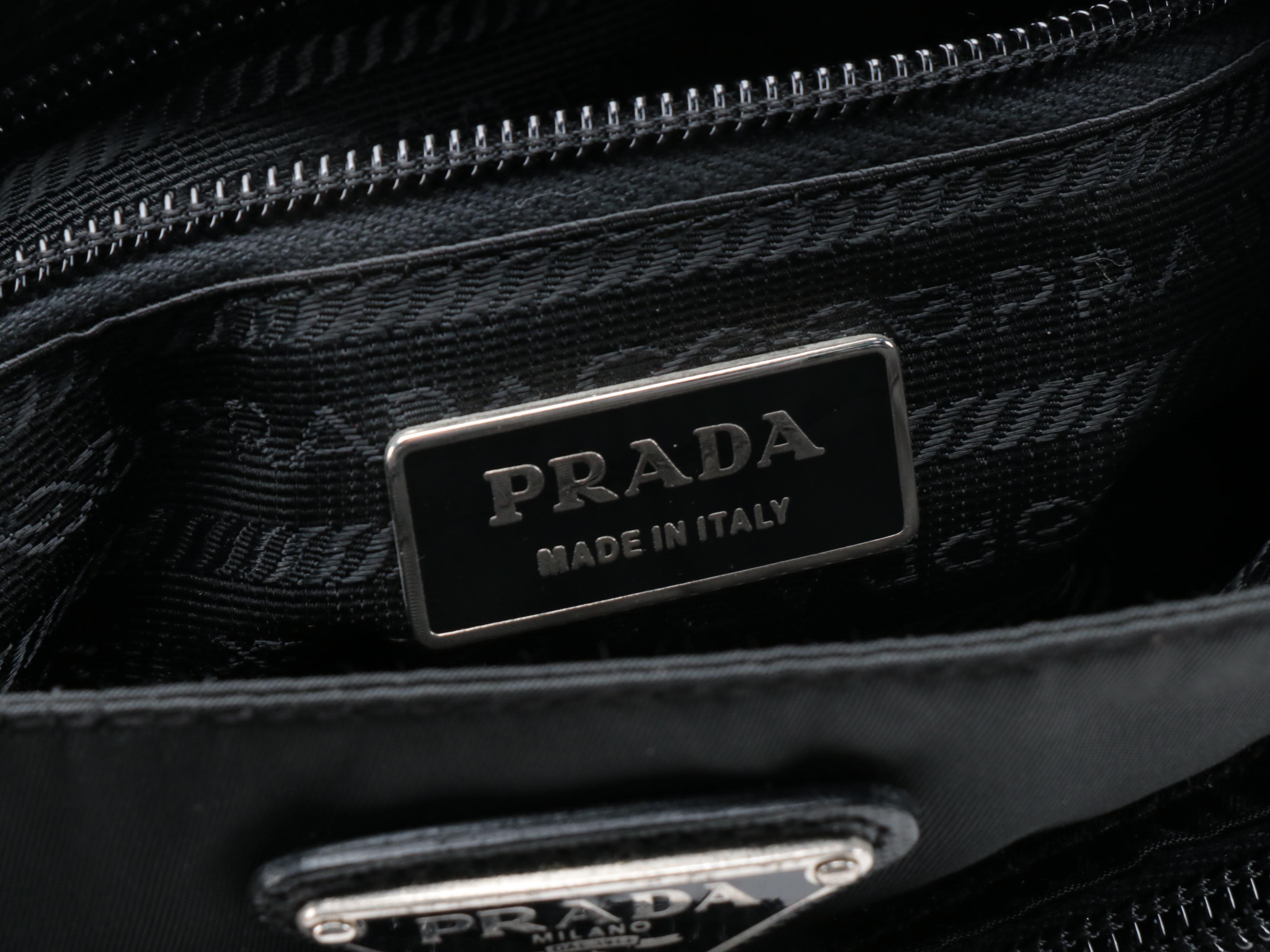 Prada Black Tessuto Front Pocket Messenger Bag with Saffiano Leather Trim