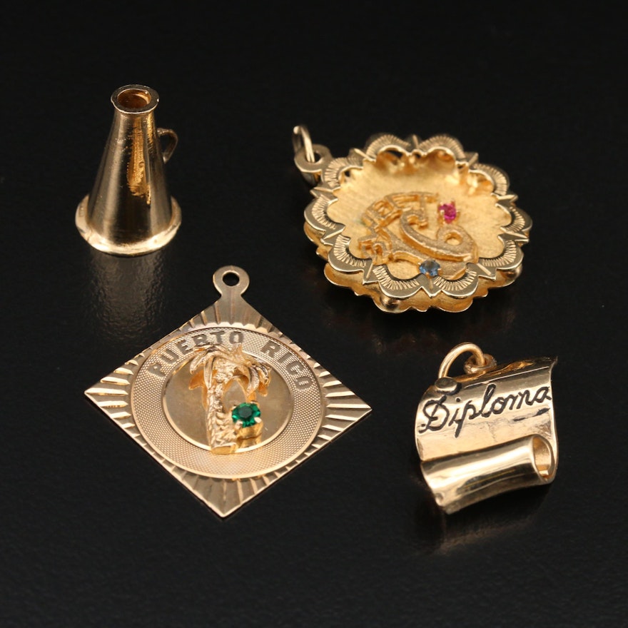 14K Charms Featuring Diploma, Mega Phone and Sweet Sixteen