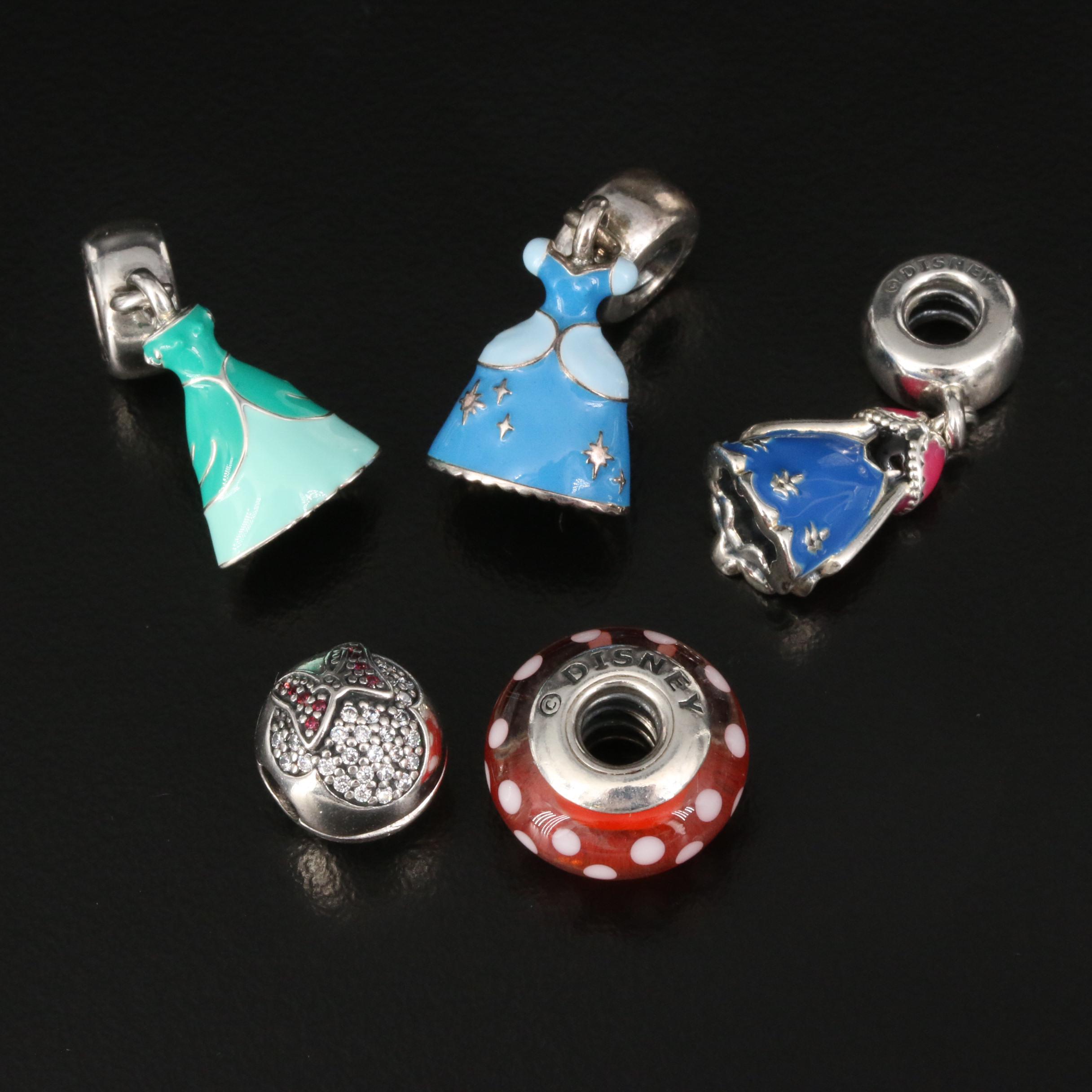 Pandora Disney Charms Featuring Minnie Mouse and Princess Dresses