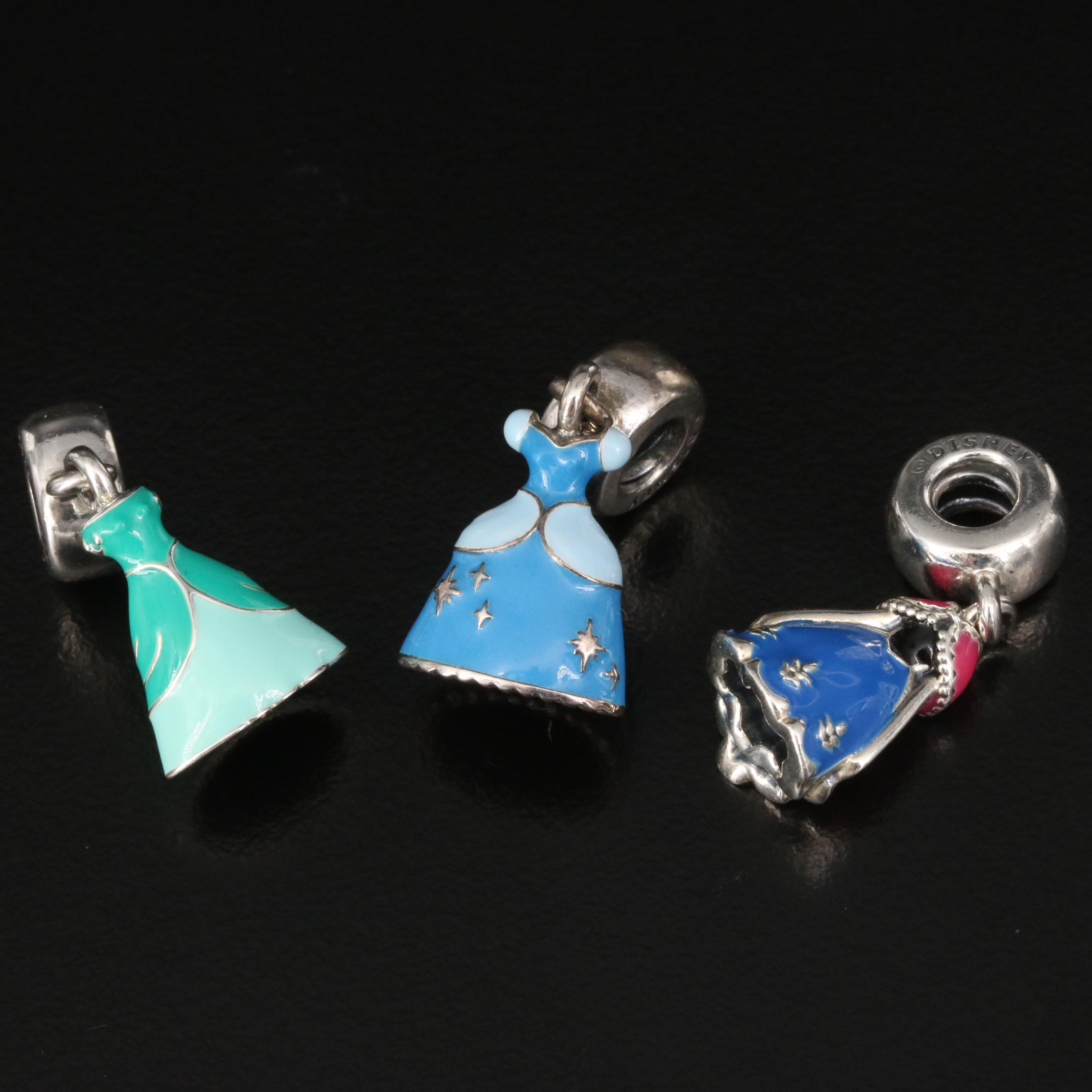 Pandora Disney Charms Featuring Minnie Mouse and Princess Dresses