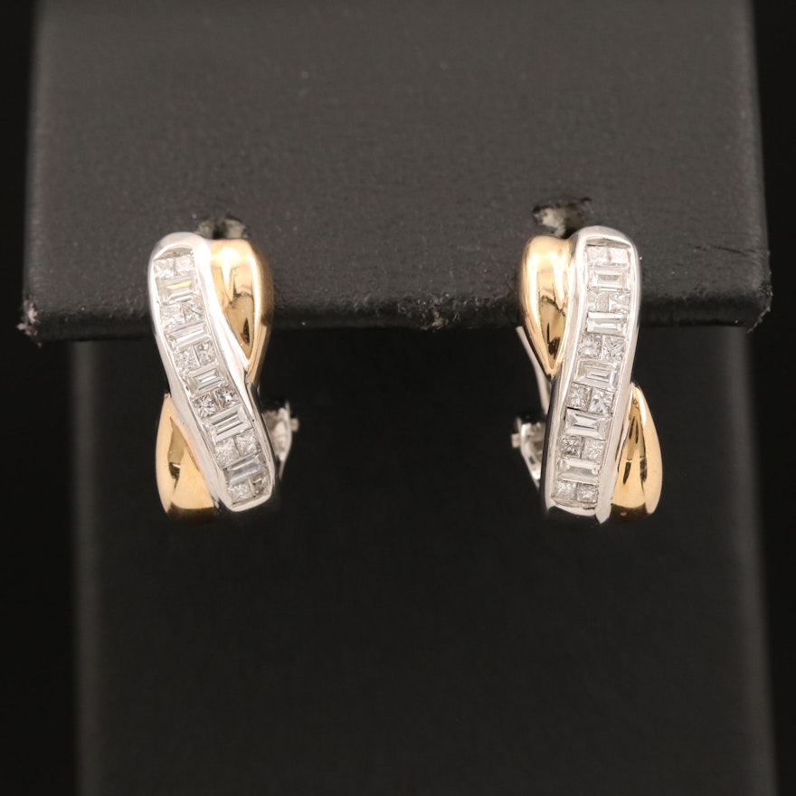 14K Two Tone Diamond Earrings