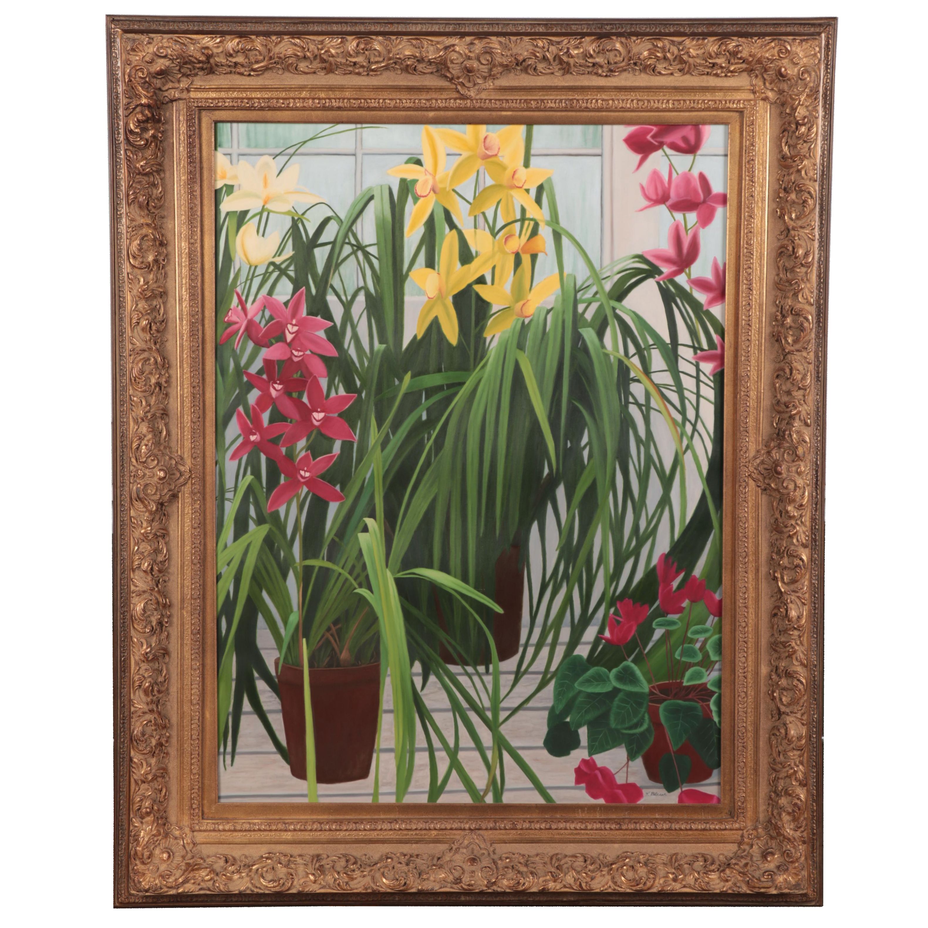Katherine Alice Bleser Large-Scale Floral Still Life Oil Painting