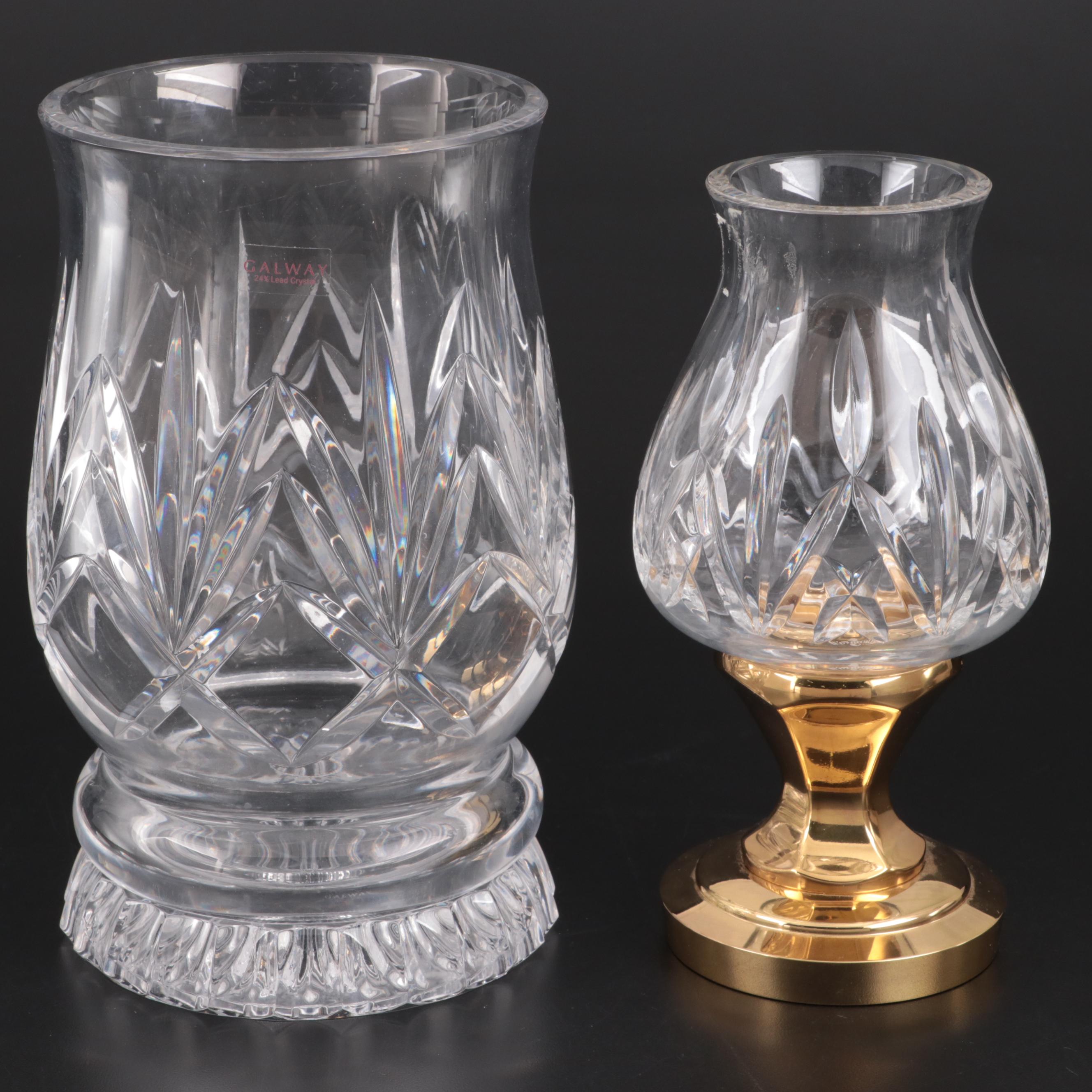 Waterford and Galway Crystal Hurricane Candlesticks