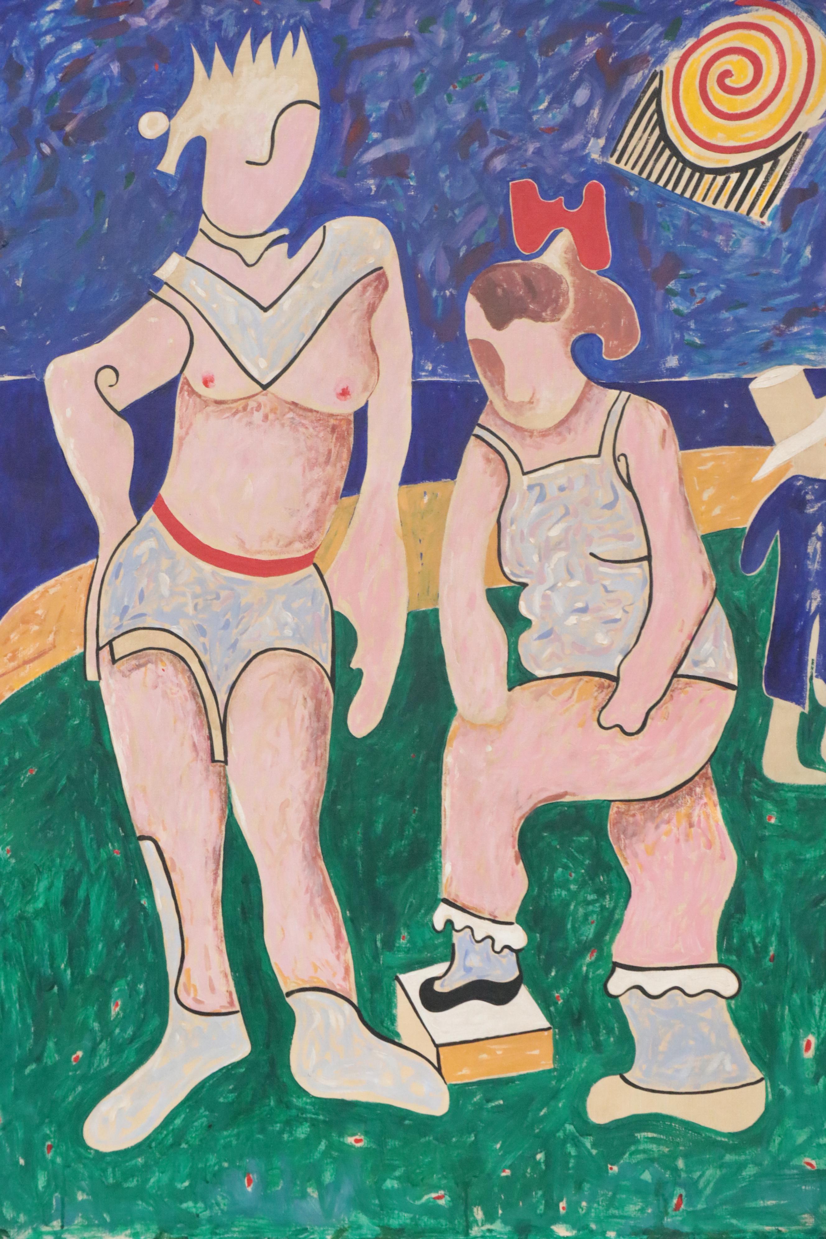 Eduardo Oliva Figurative Oil Painting "Barcelona," Late 20th Century