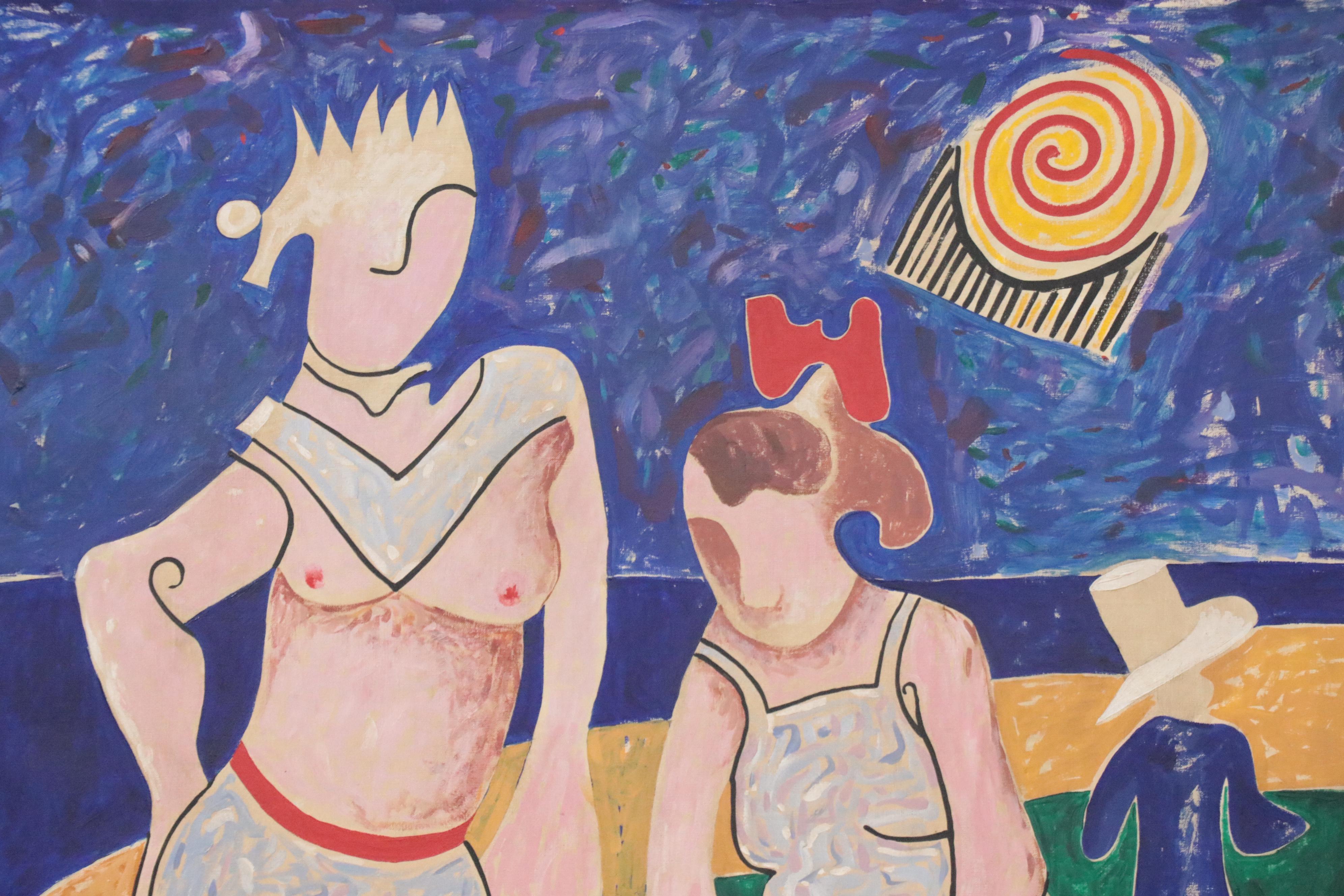 Eduardo Oliva Figurative Oil Painting "Barcelona," Late 20th Century