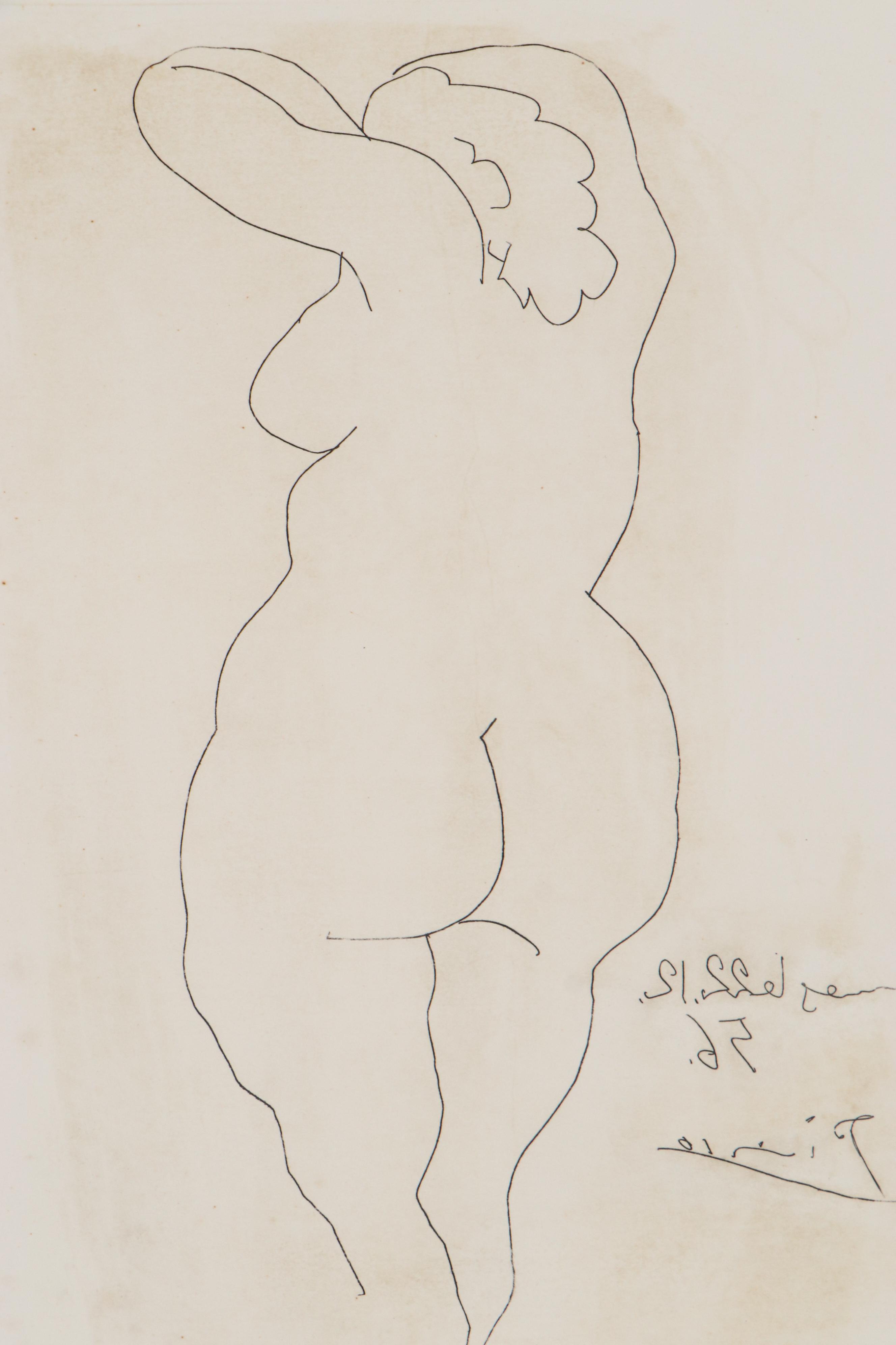 Restrike Etching after Pablo Picasso "Back of a Nude Woman (Femme nue de dos)"