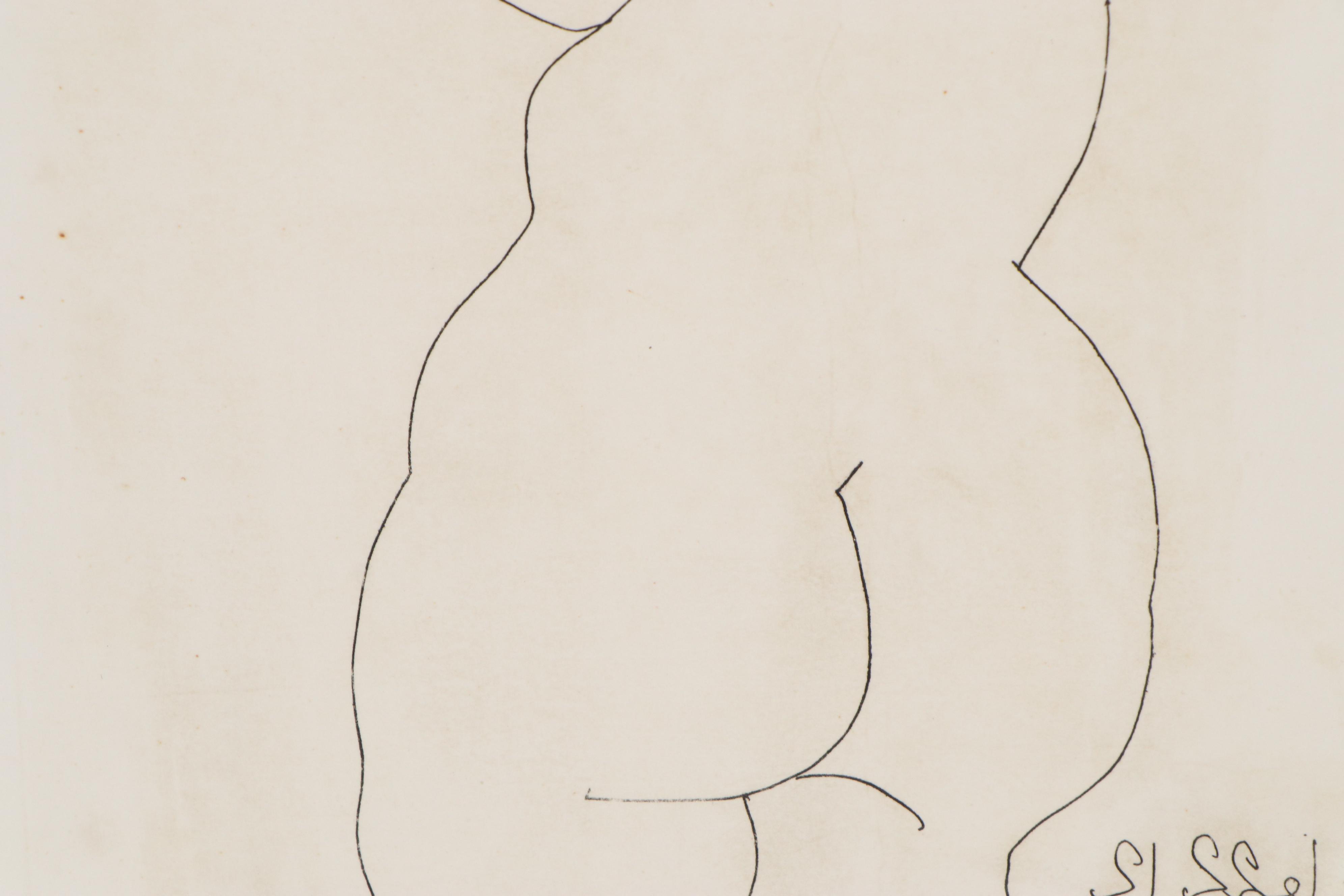 Restrike Etching after Pablo Picasso "Back of a Nude Woman (Femme nue de dos)"