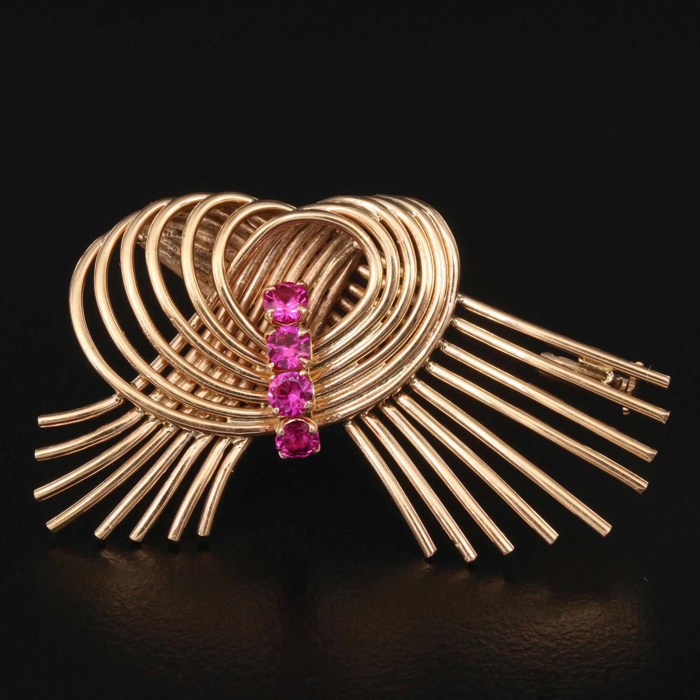 Retro 18K Ruby Knot Brooch