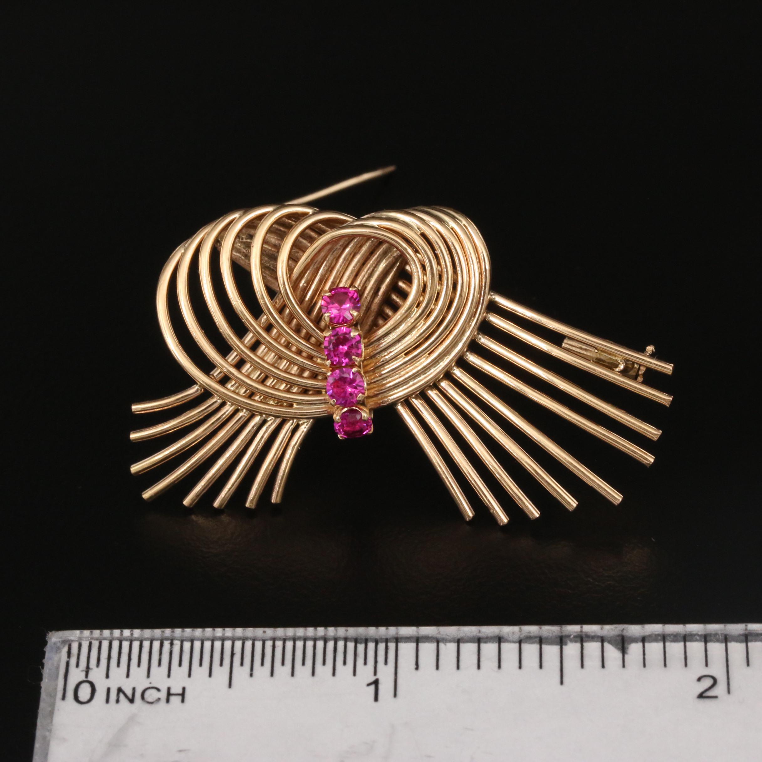 Retro 18K Ruby Knot Brooch