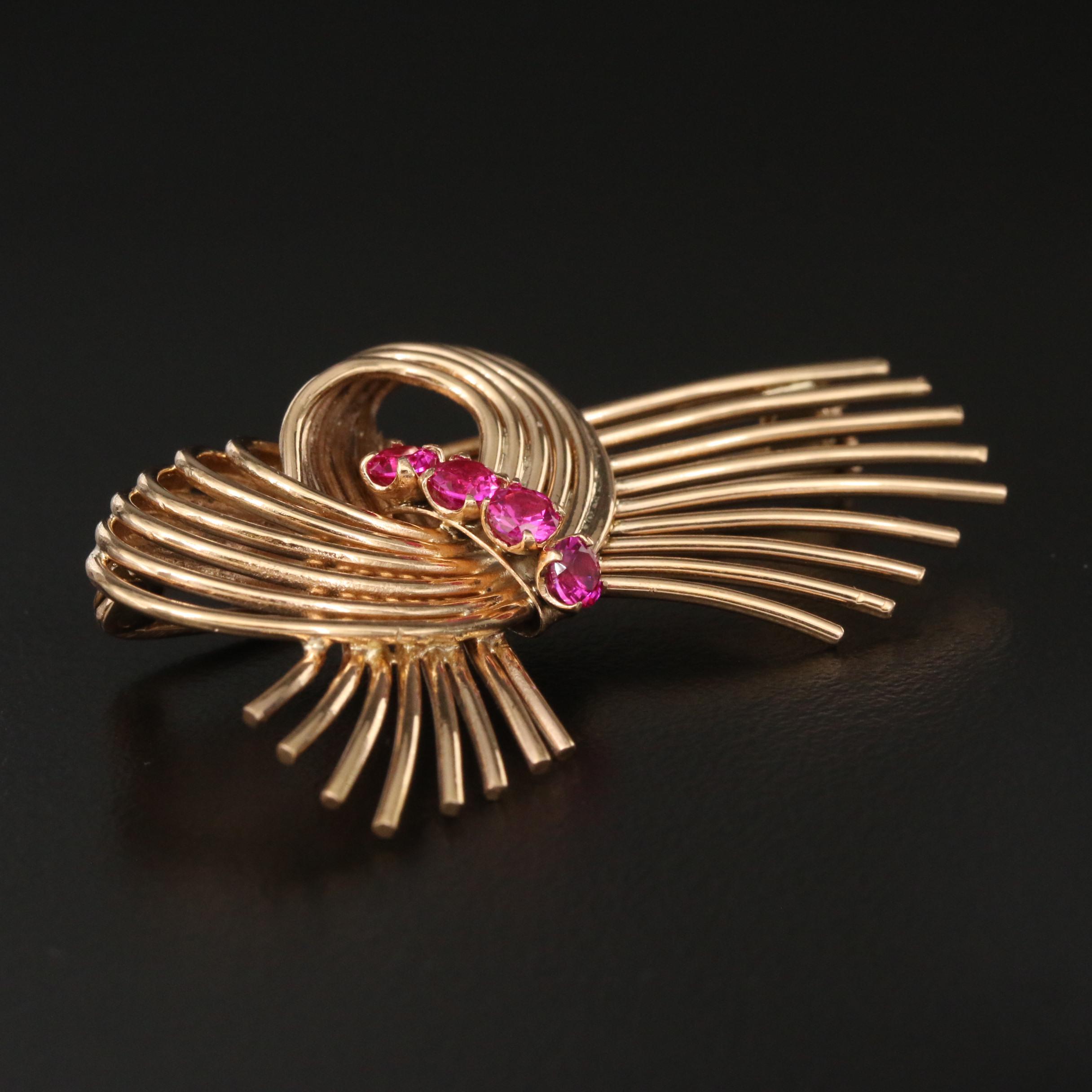 Retro 18K Ruby Knot Brooch