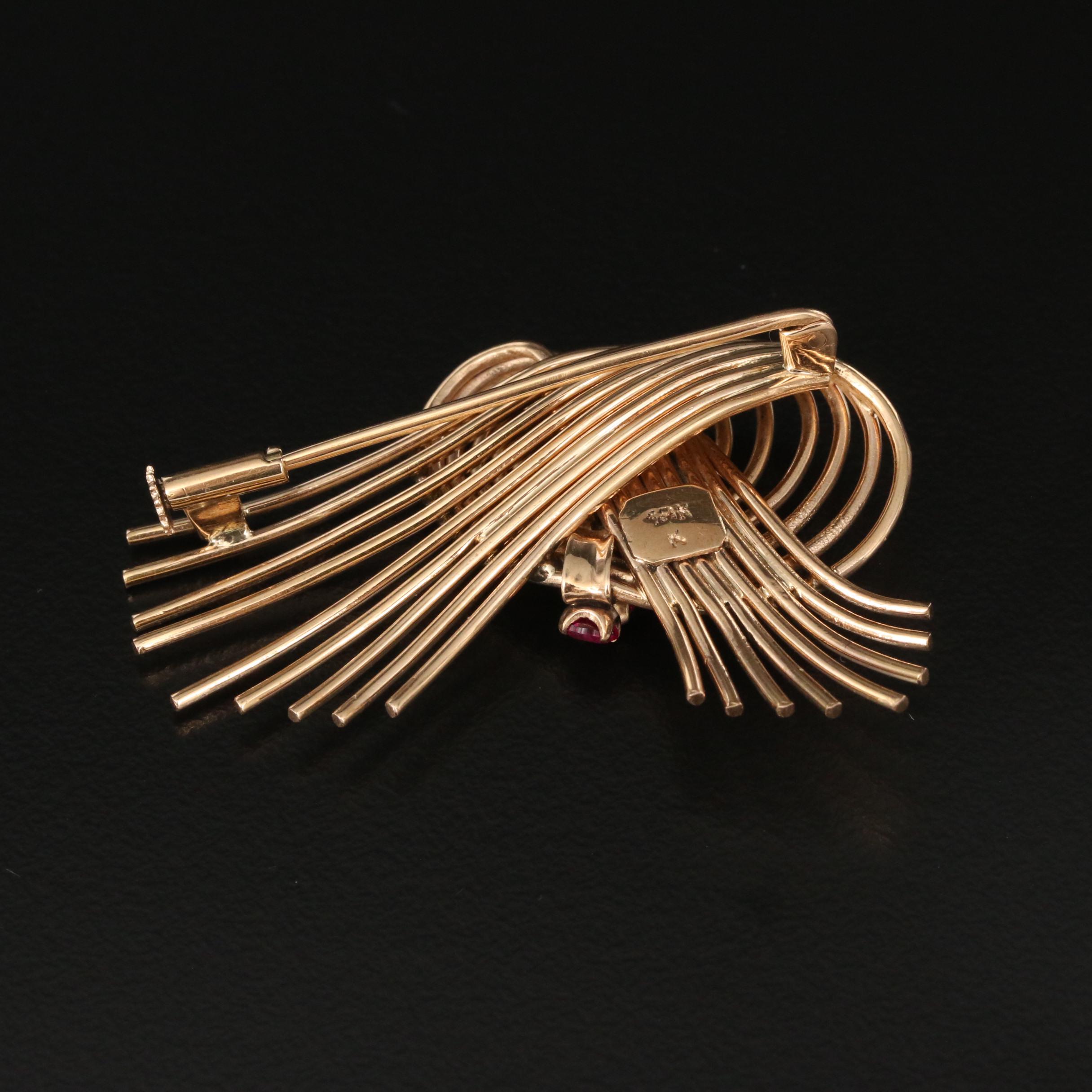 Retro 18K Ruby Knot Brooch