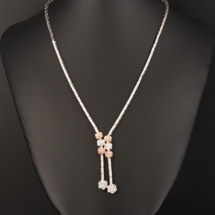 18K 3.45 CTW Diamond Necklace with Rose Gold Accents