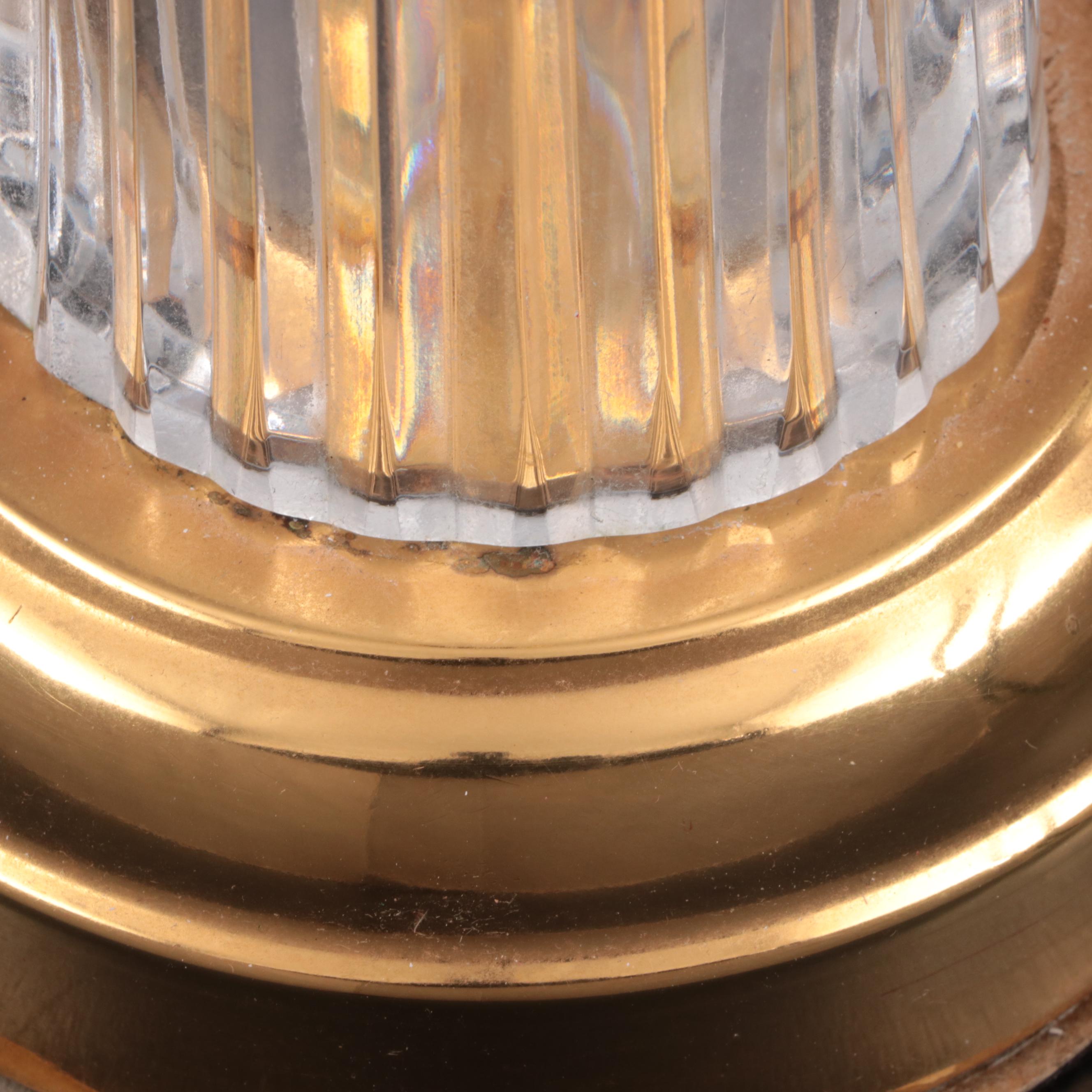 Waterford Crystal "Carina" Fluted Column Table Lamp with Pleated Shade