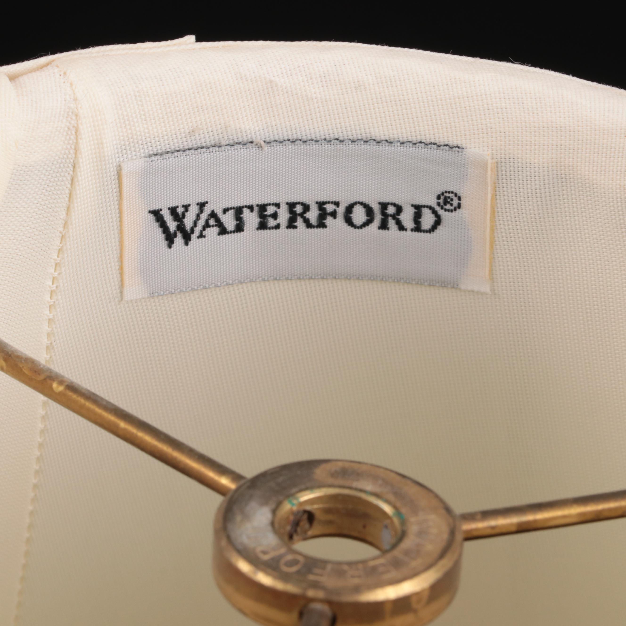 Waterford Crystal "Carina" Fluted Column Table Lamp with Pleated Shade