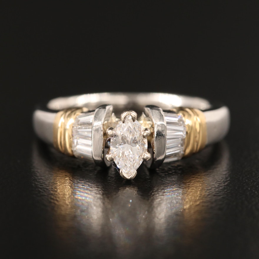 Platinum Diamond Ring with 18K Accents