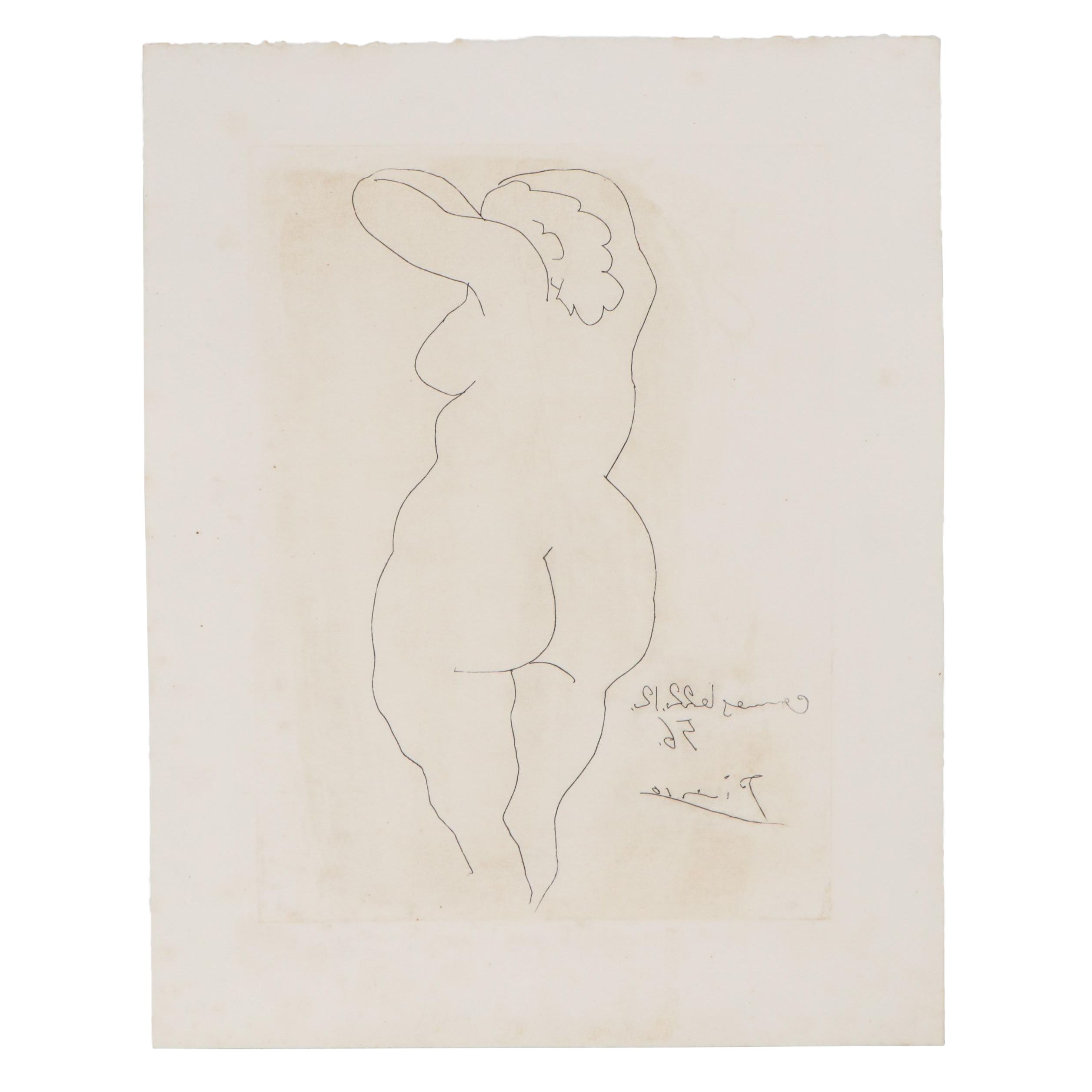 Restrike Etching after Pablo Picasso "Back of a Nude Woman (Femme nue de dos)"
