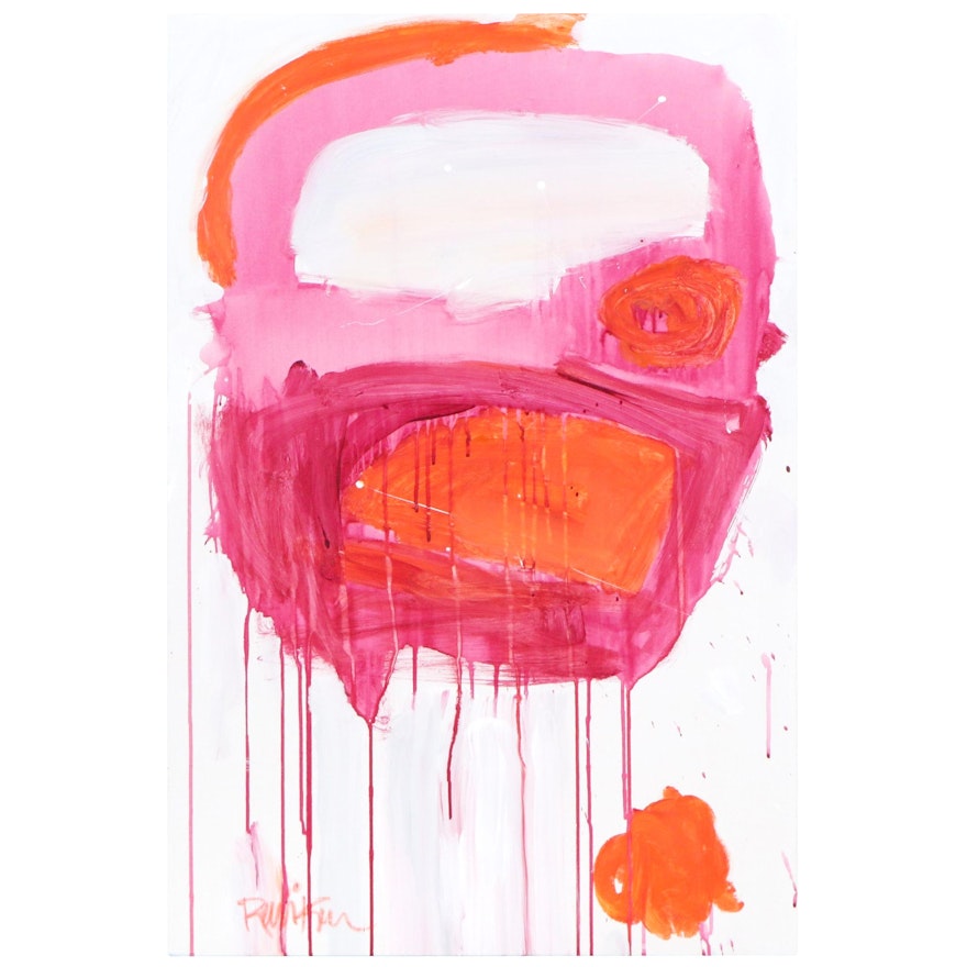 Robbie Kemper Acrylic Painting "Pink Magenta Loops"