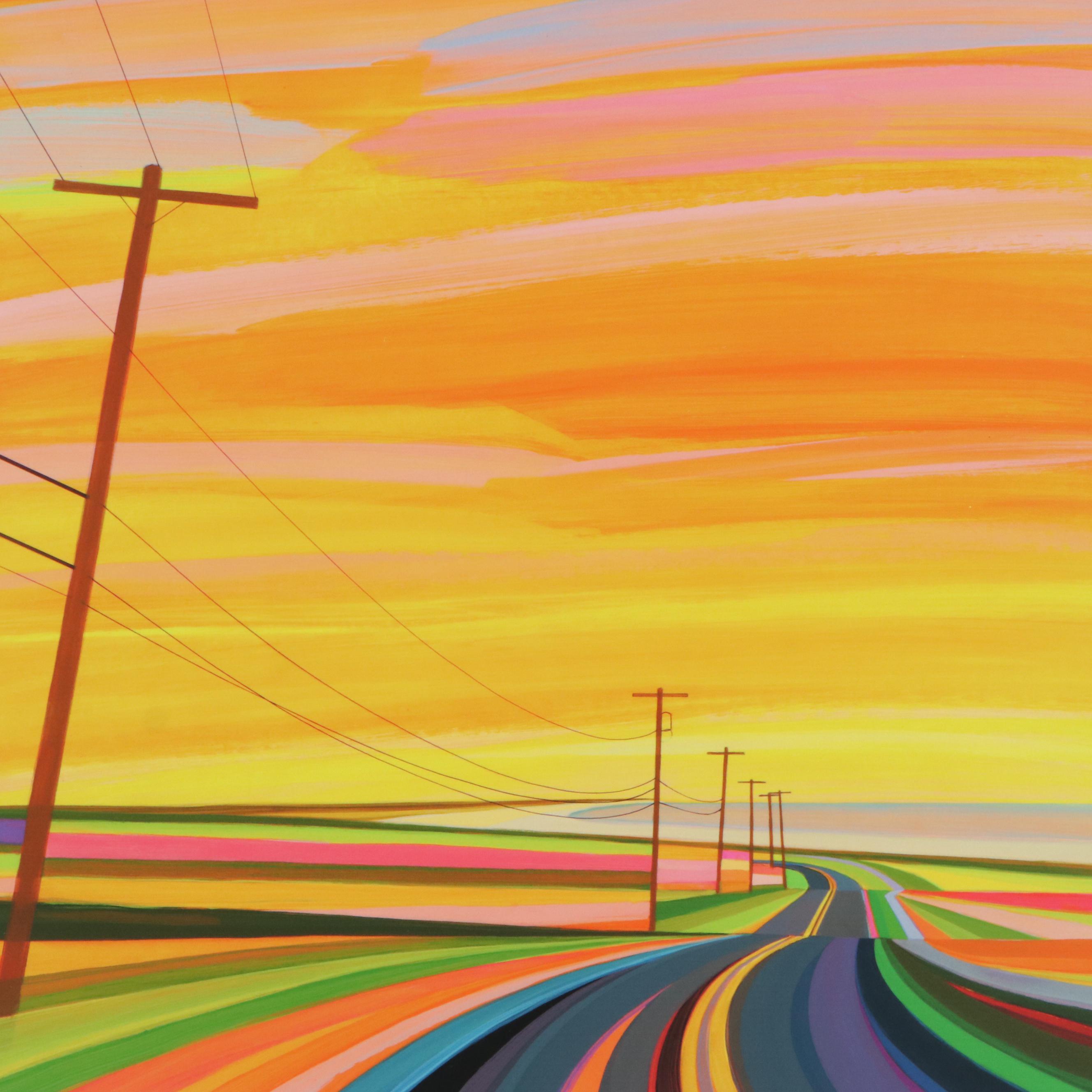 Grant Haffner Modernist Street Scene Giclée "Sunset on Montauk Highway"