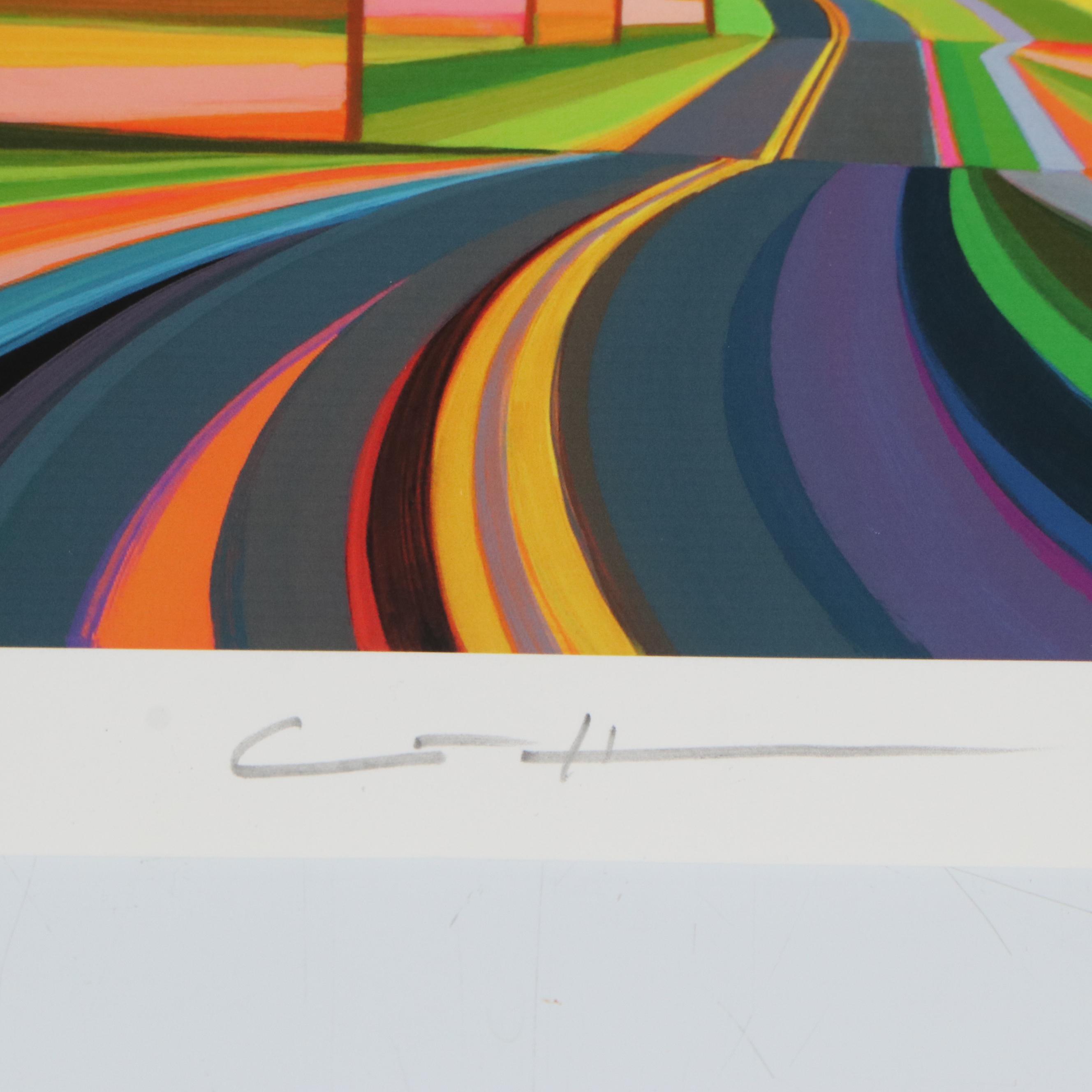 Grant Haffner Modernist Street Scene Giclée "Sunset on Montauk Highway"