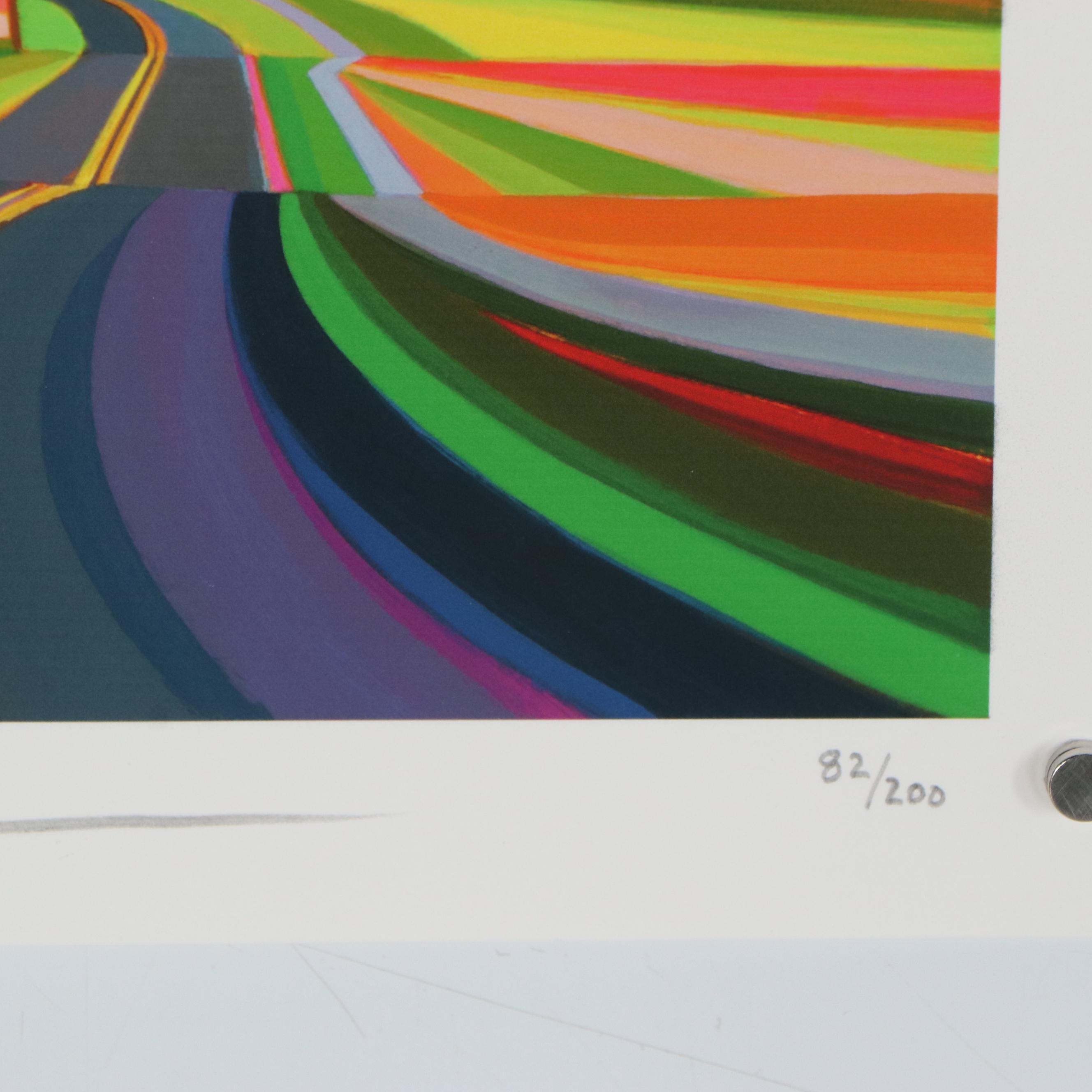 Grant Haffner Modernist Street Scene Giclée "Sunset on Montauk Highway"