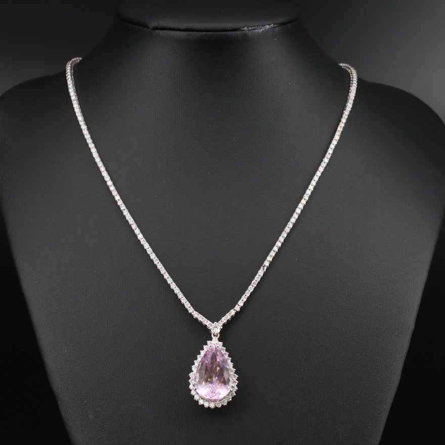 14K 12.40 CT Kunzite and 3.66 CTW Diamond Necklace