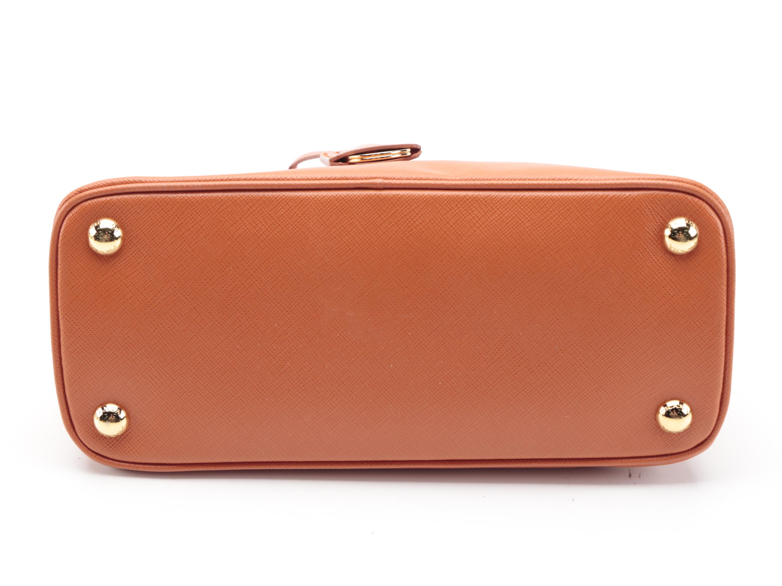 Prada Papaya Vernice Two-Way Mini Bag in Saffiano Cuir Leather