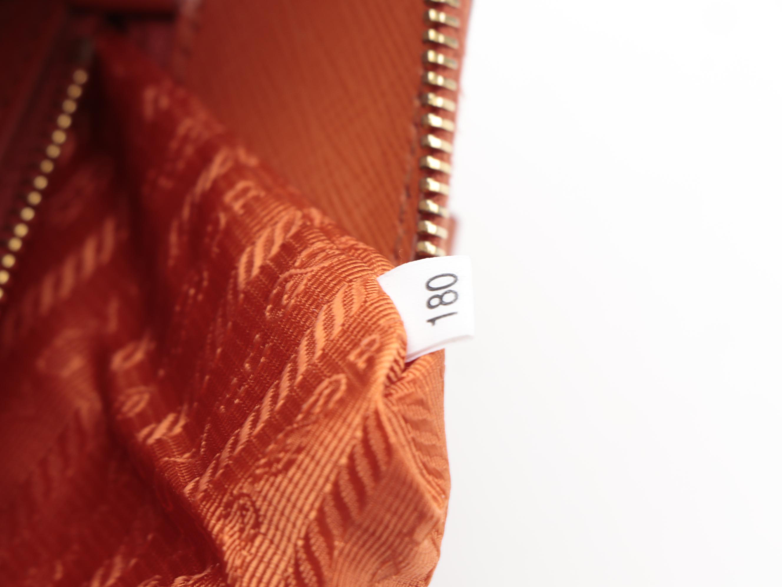 Prada Papaya Vernice Two-Way Mini Bag in Saffiano Cuir Leather