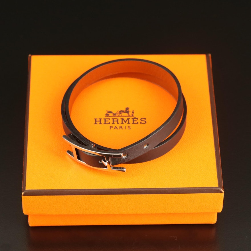 Hermès "Behapi Double Tour" Leather Bracelet