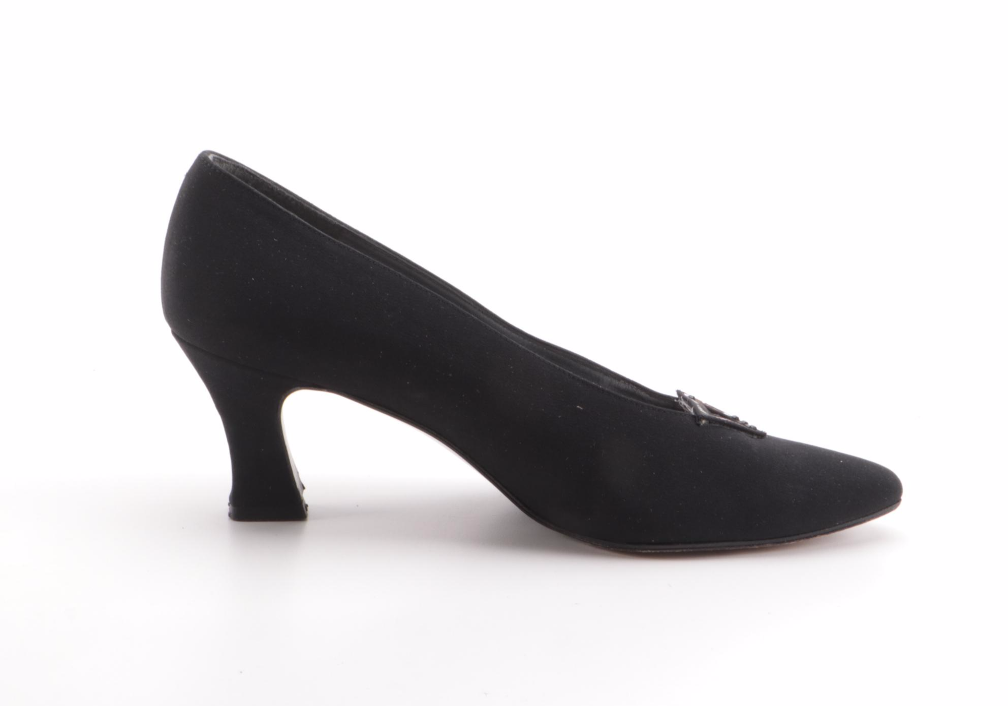 Stuart Weitzman Embellished Black Textile Pumps