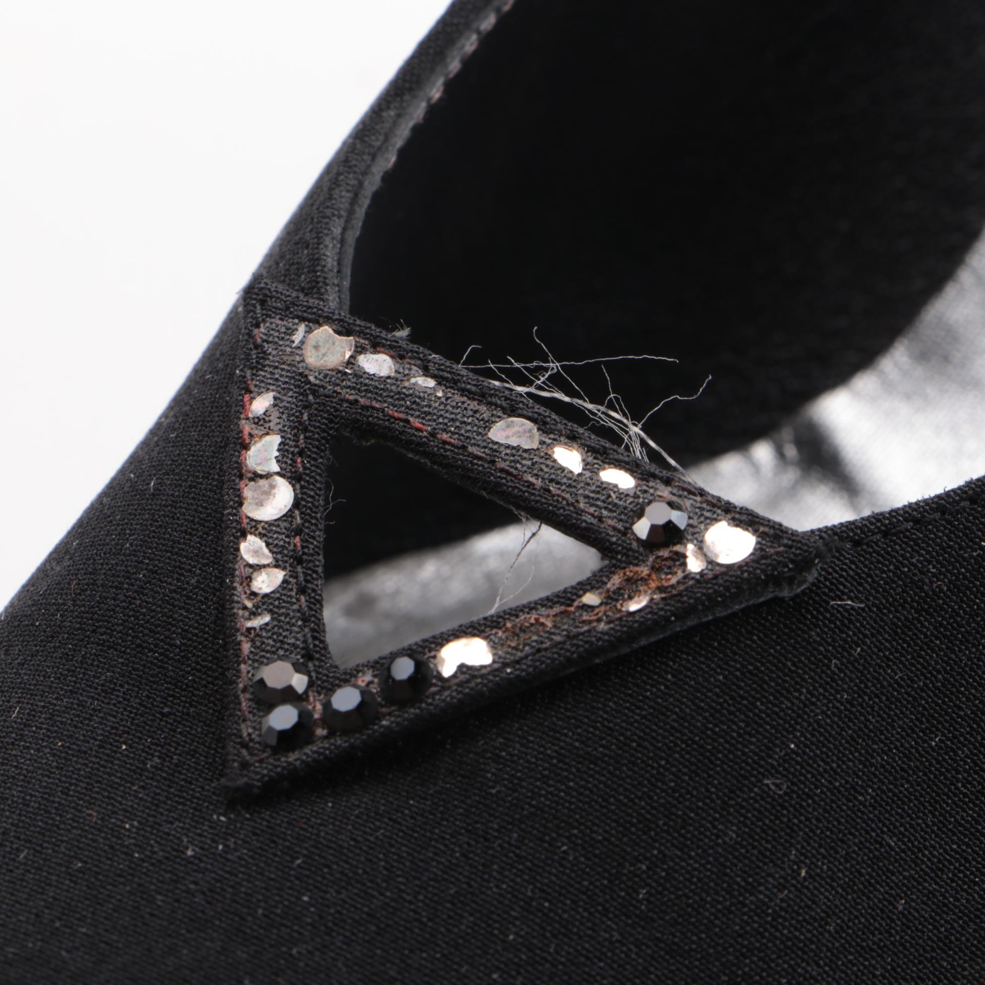 Stuart Weitzman Embellished Black Textile Pumps