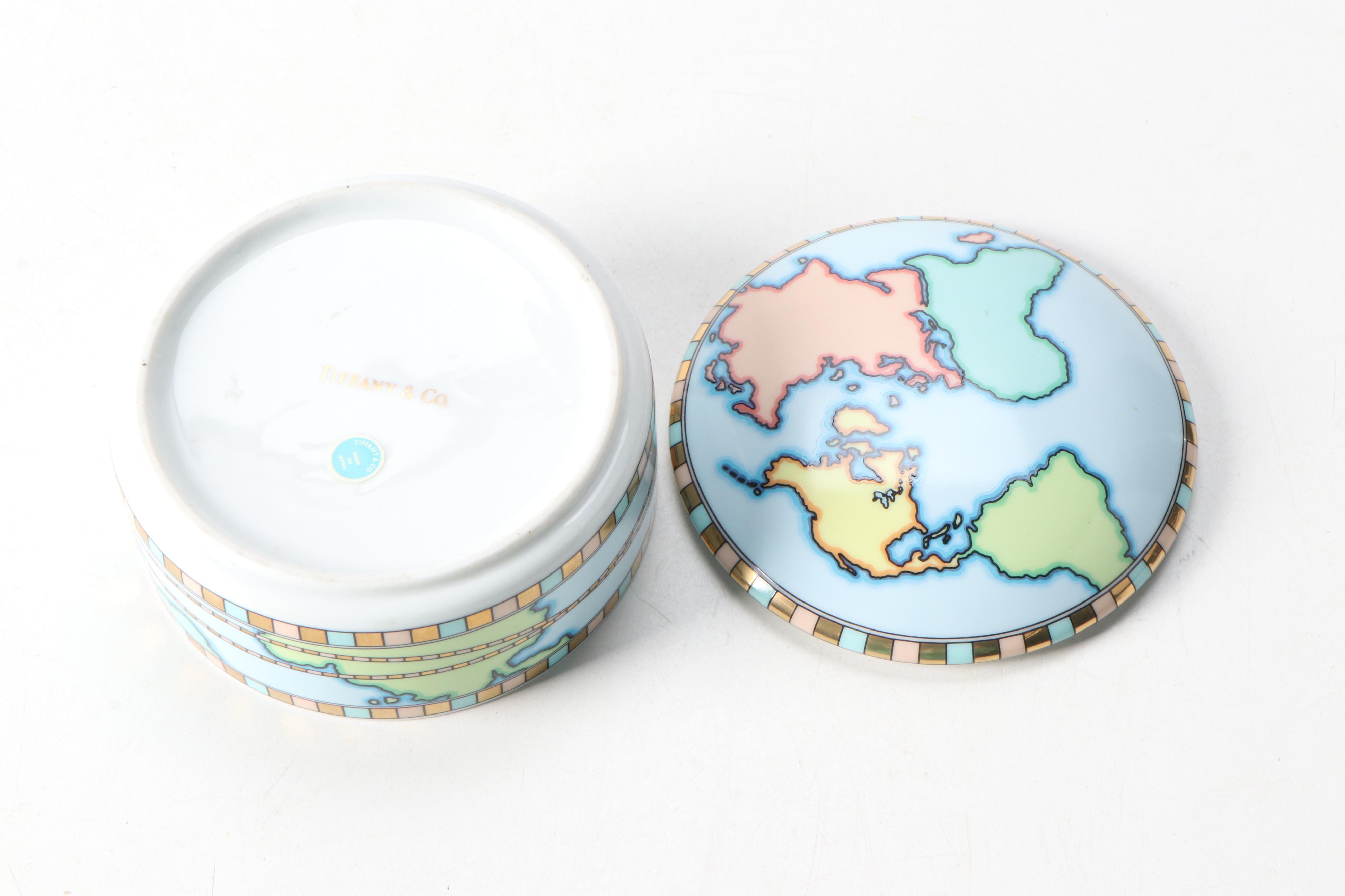 Tiffany & Co. Porcelain World Map Trinket Box