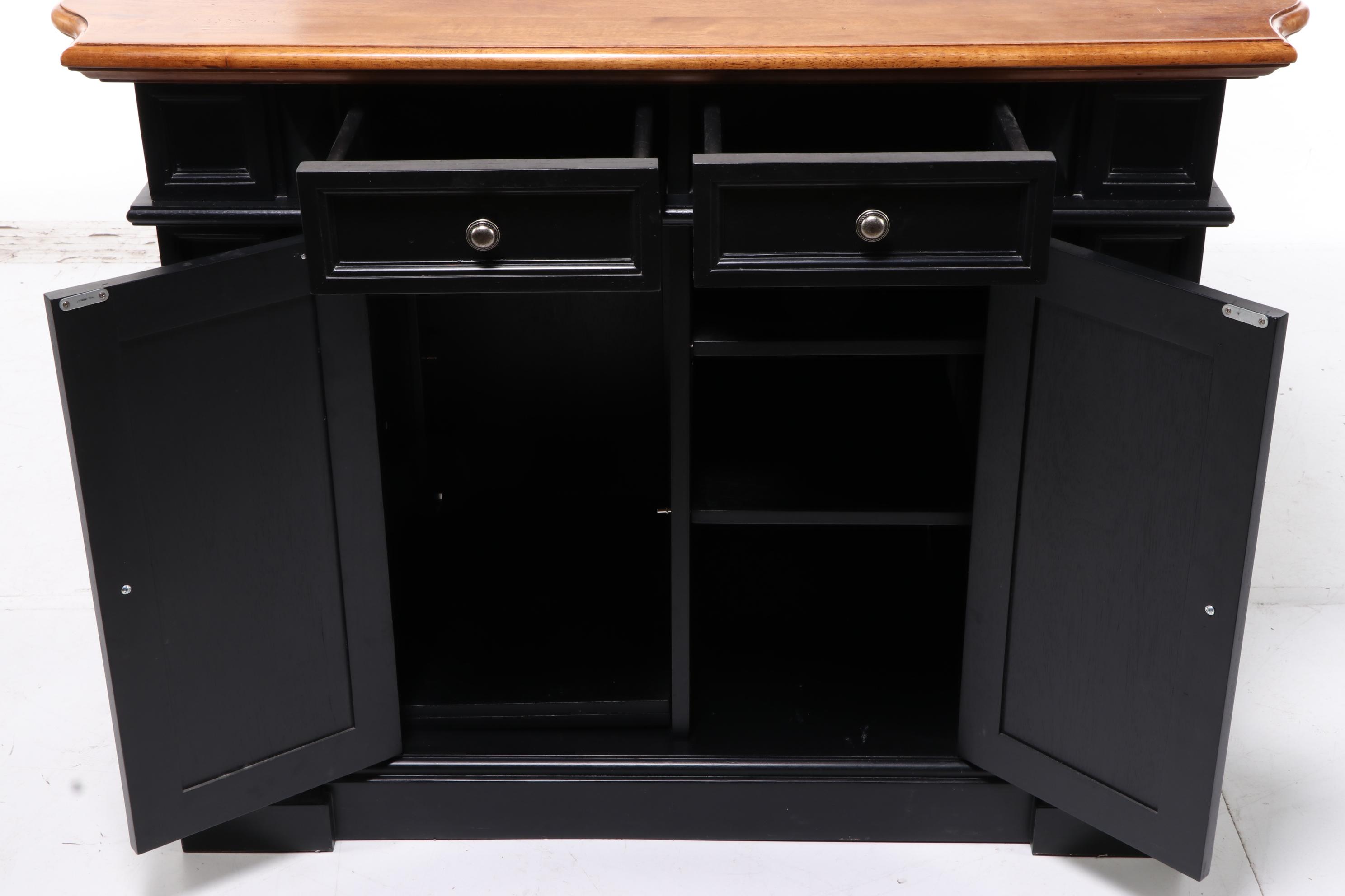 Contemporary "Chalothorn" Parcel-Ebonized Kitchen Island with Drop Leaf