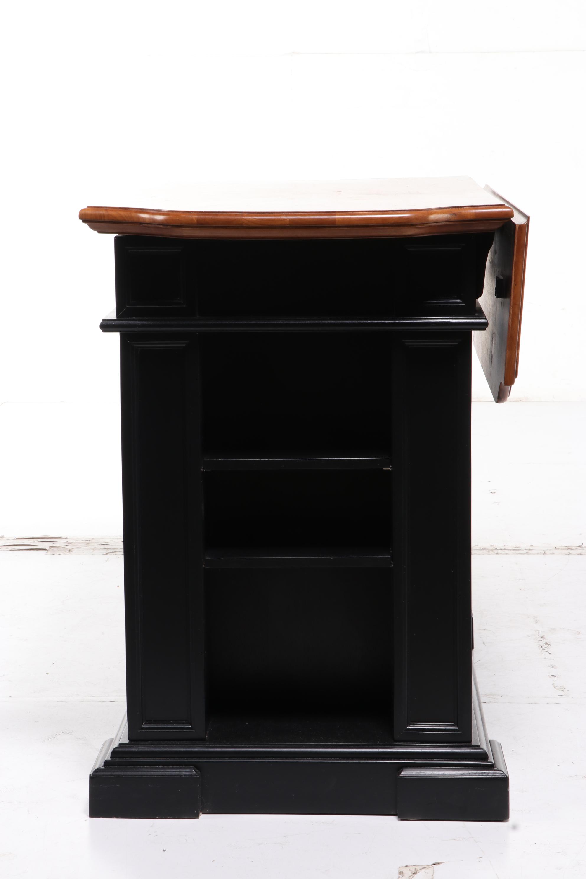 Contemporary "Chalothorn" Parcel-Ebonized Kitchen Island with Drop Leaf