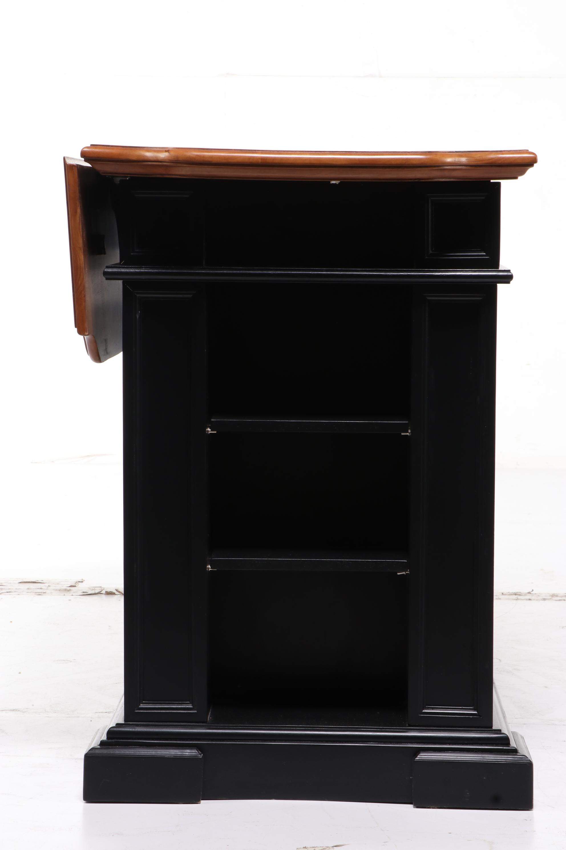 Contemporary "Chalothorn" Parcel-Ebonized Kitchen Island with Drop Leaf