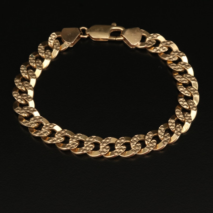 Italian 14K Textured Curb Link Bracelet