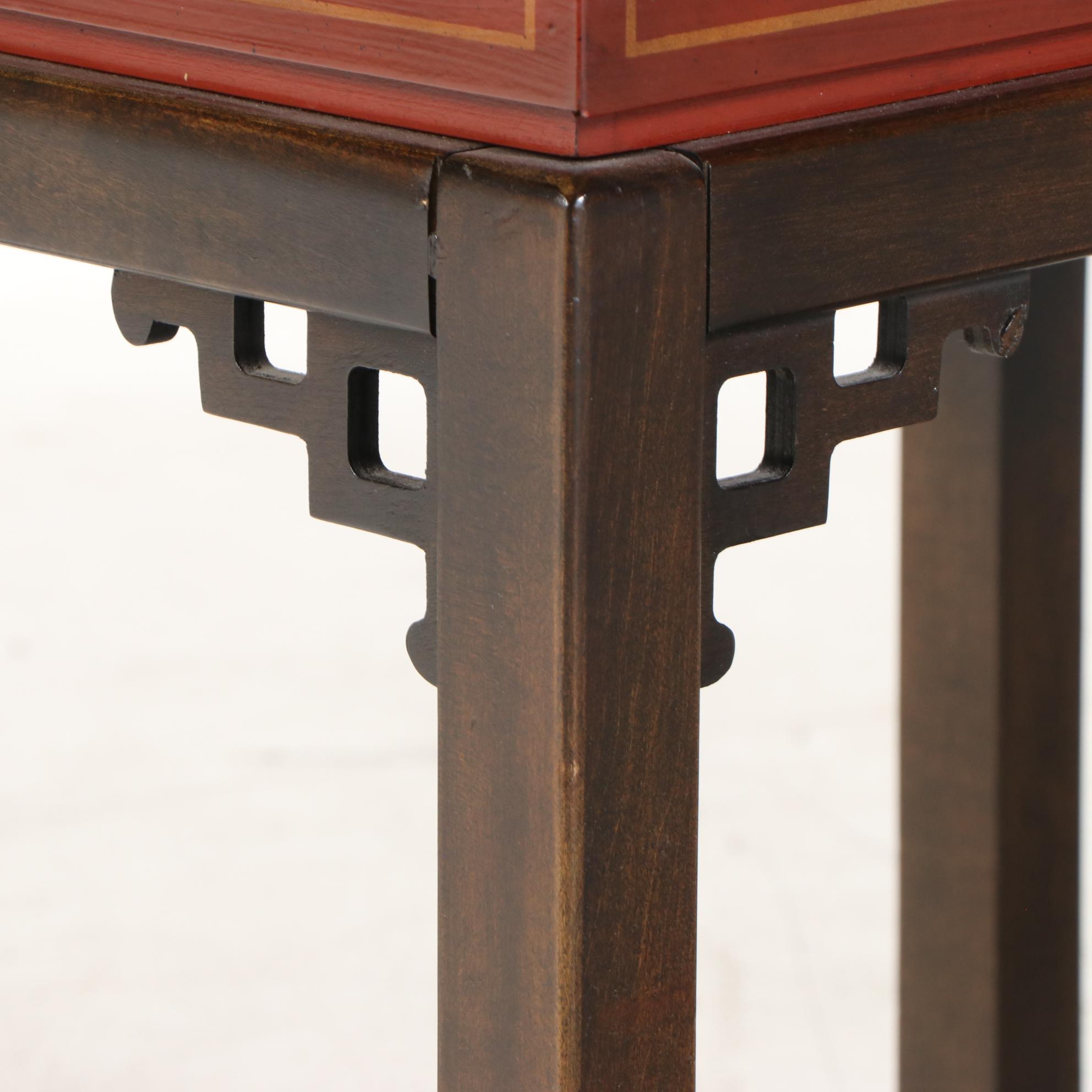 Drexel Heritage "Et Cetera" Painted and Parcel-Gilt Chinoiserie Chest-on-Stand