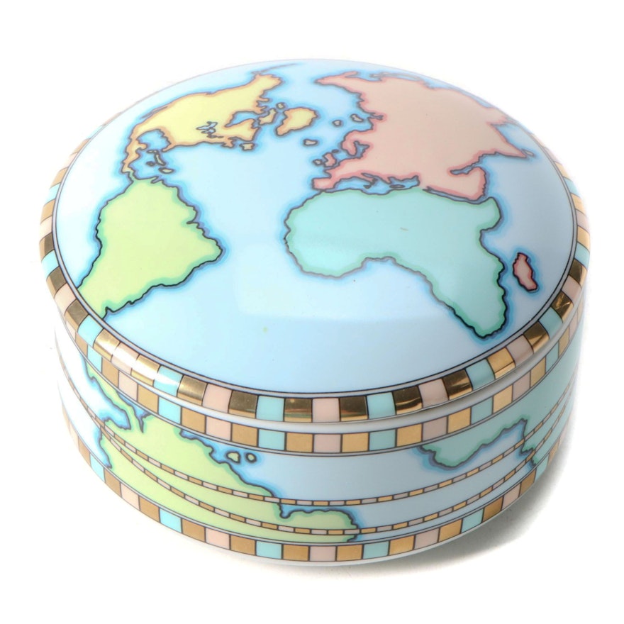 Tiffany & Co. Porcelain World Map Trinket Box