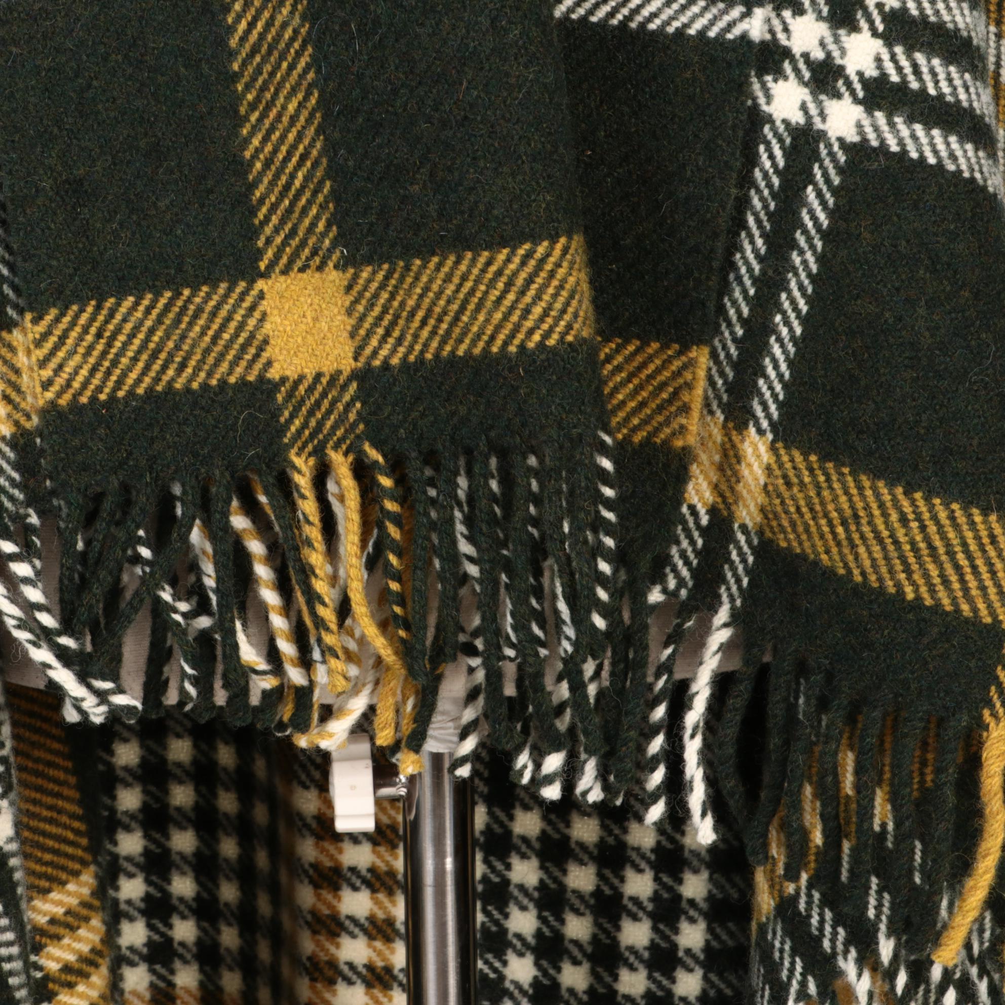 Michael Collins House of Ireland Wool Plaid Fringed Travel Shawl