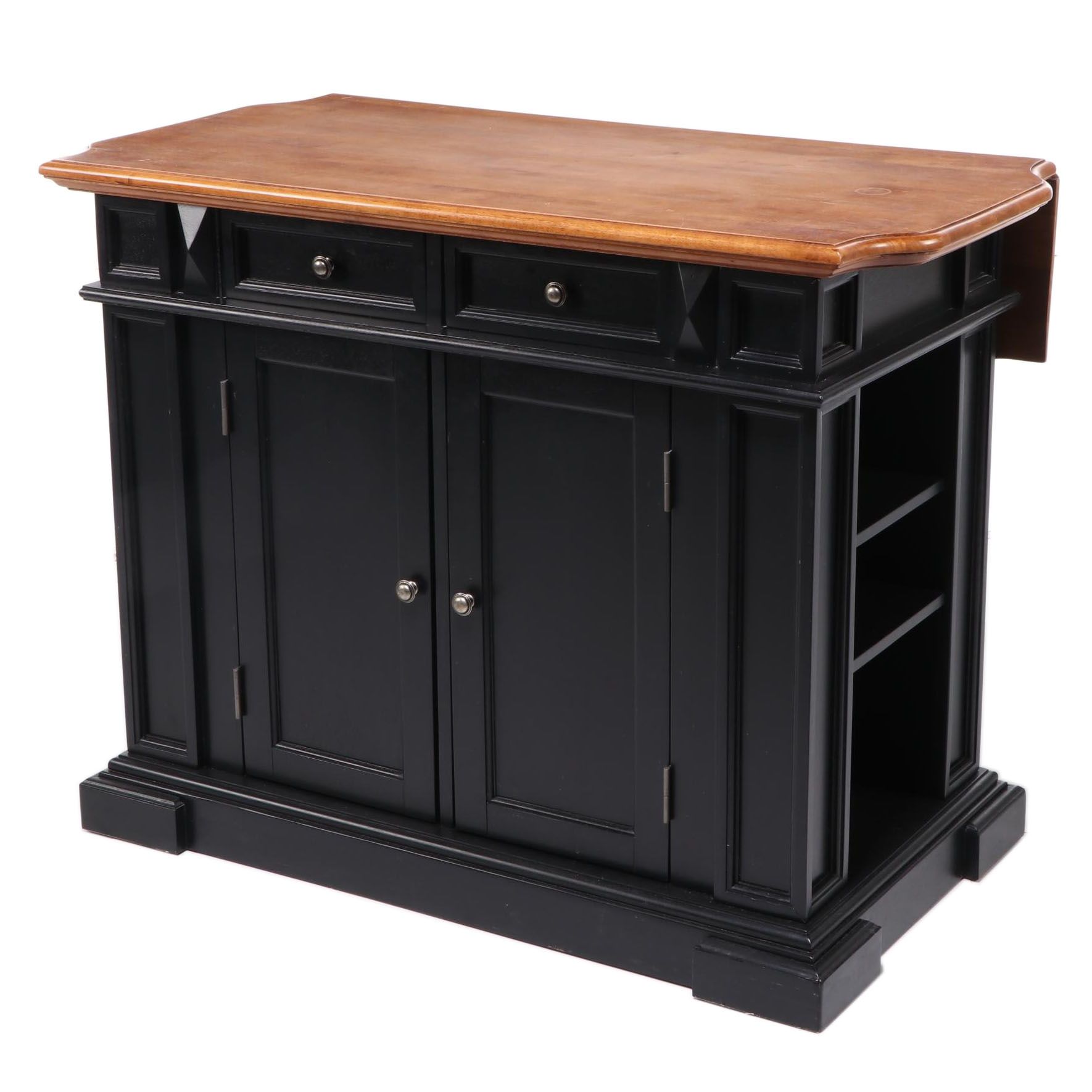 Contemporary "Chalothorn" Parcel-Ebonized Kitchen Island with Drop Leaf