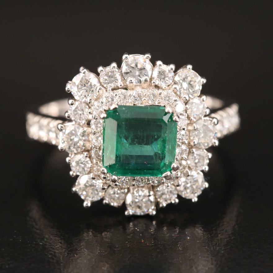 14K Emerald and 1.20 CTW Diamond Ring